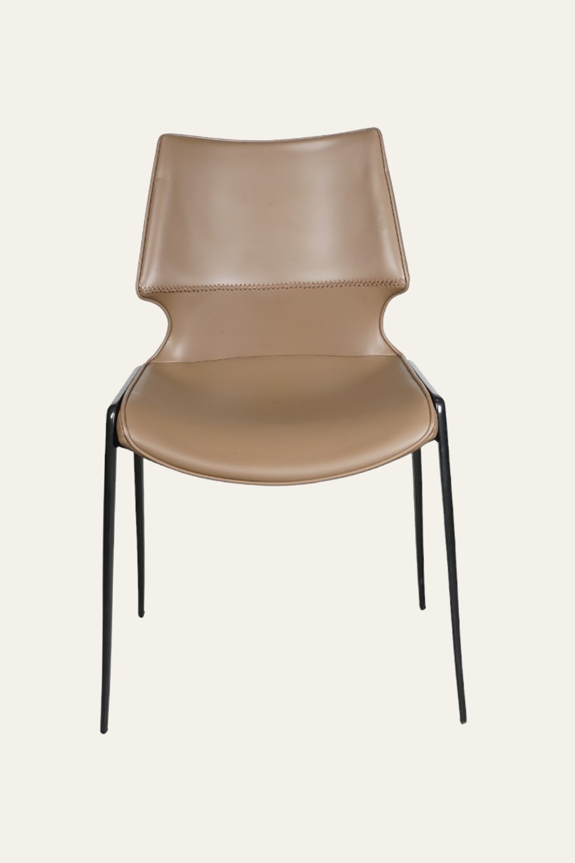 Black Frame Tan Upholstered Arm Chair