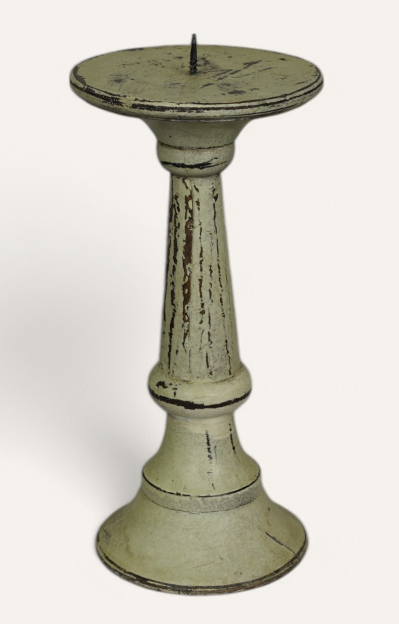 Ivory Natural Wood Finish Vintage Candle Stand