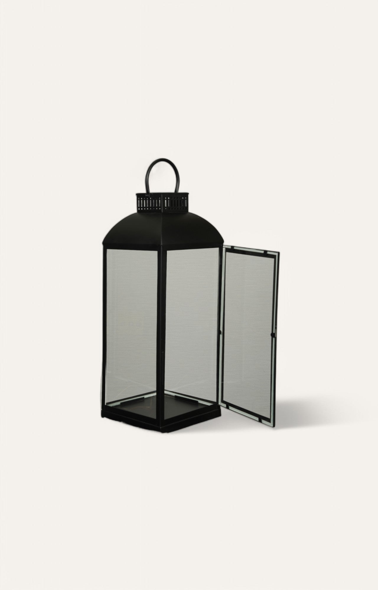 Black Frame Square Glass Lantern