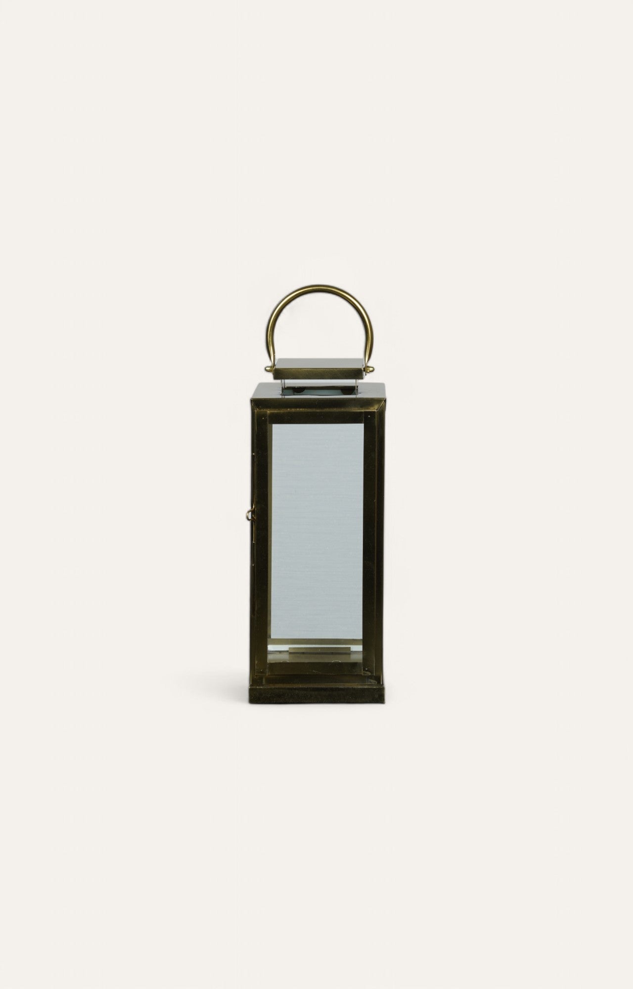 Tall Glass Lantern with Stainless Steel Frame