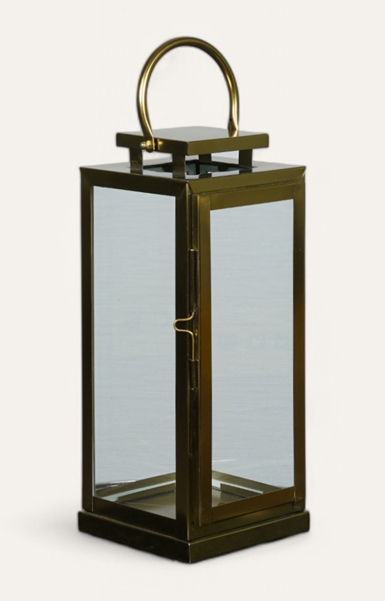 Tall Glass Lantern Light with Stainless Steel Frame