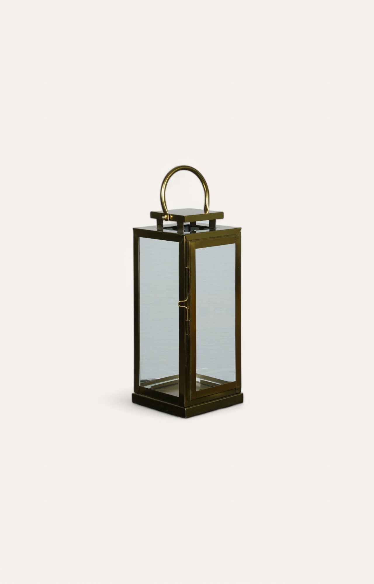 Tall Glass Lantern with Stainless Steel Frame