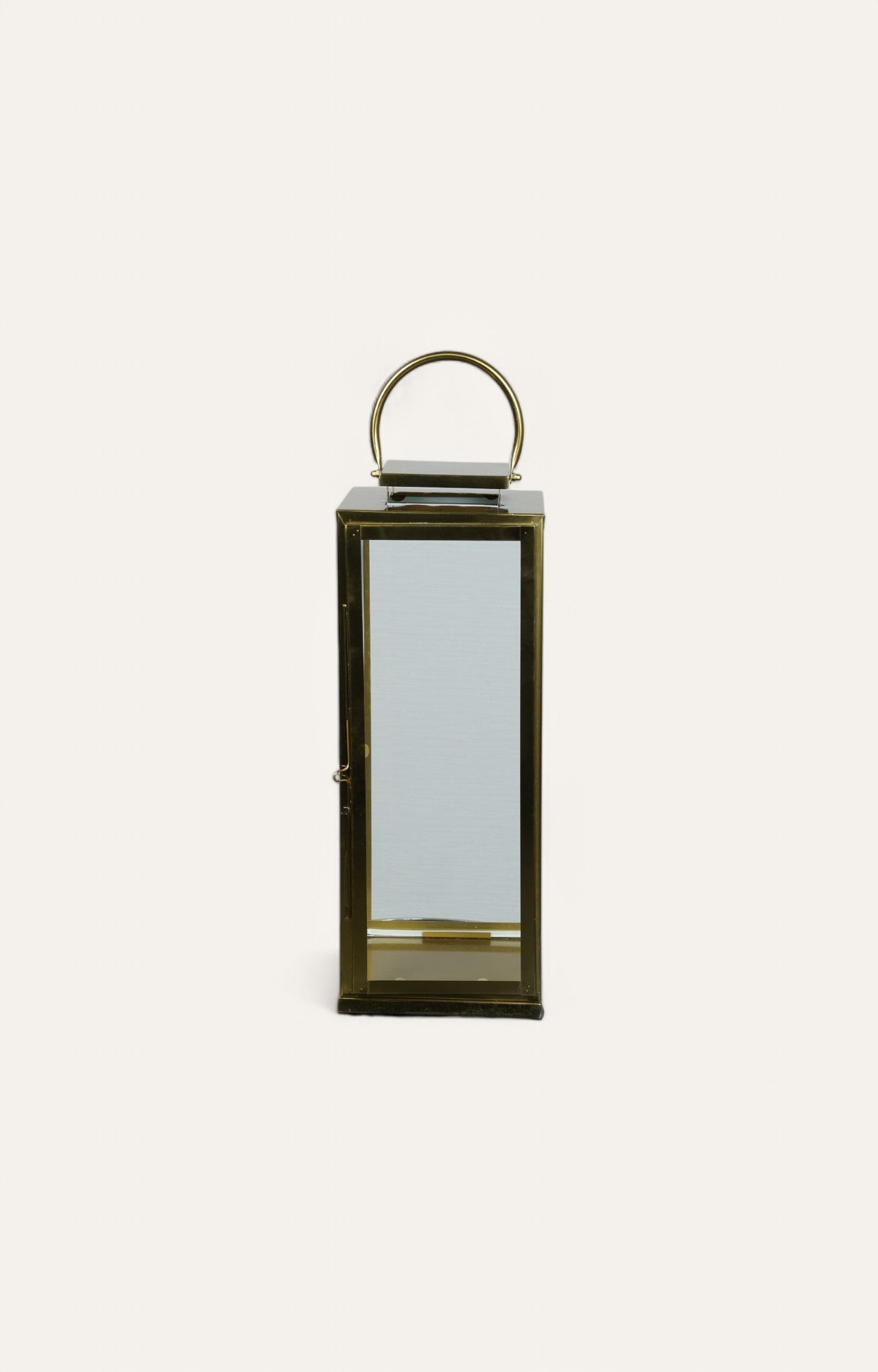 Tall Glass Lantern with Stainless Steel Frame