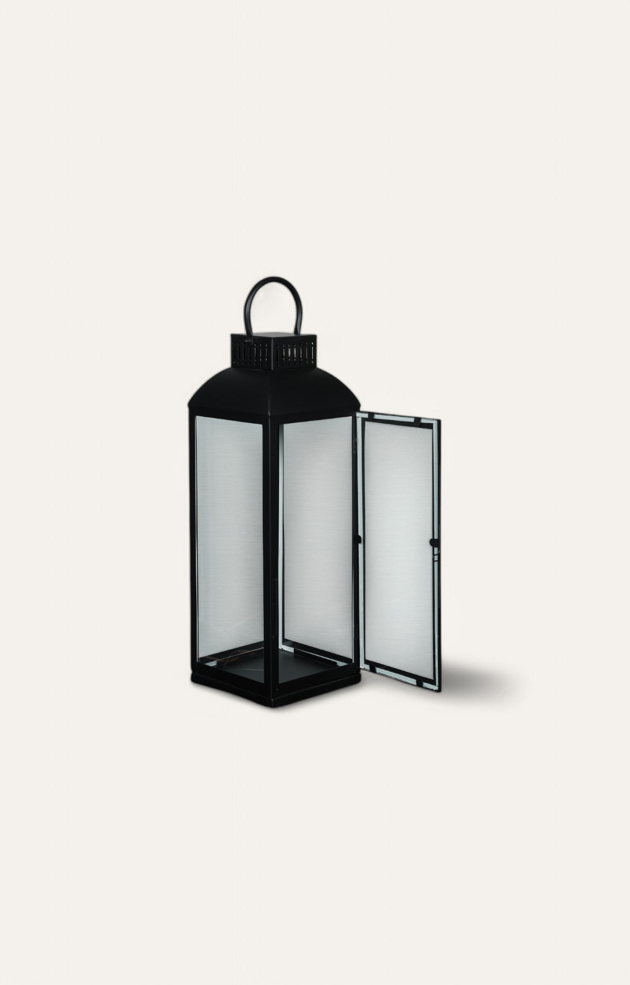 Black Frame Square Glass Lantern