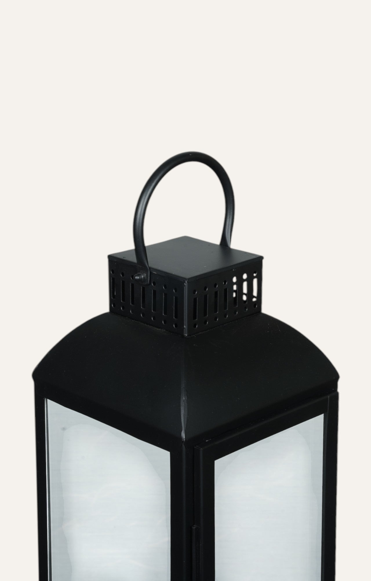 Black Frame Square Glass Lantern