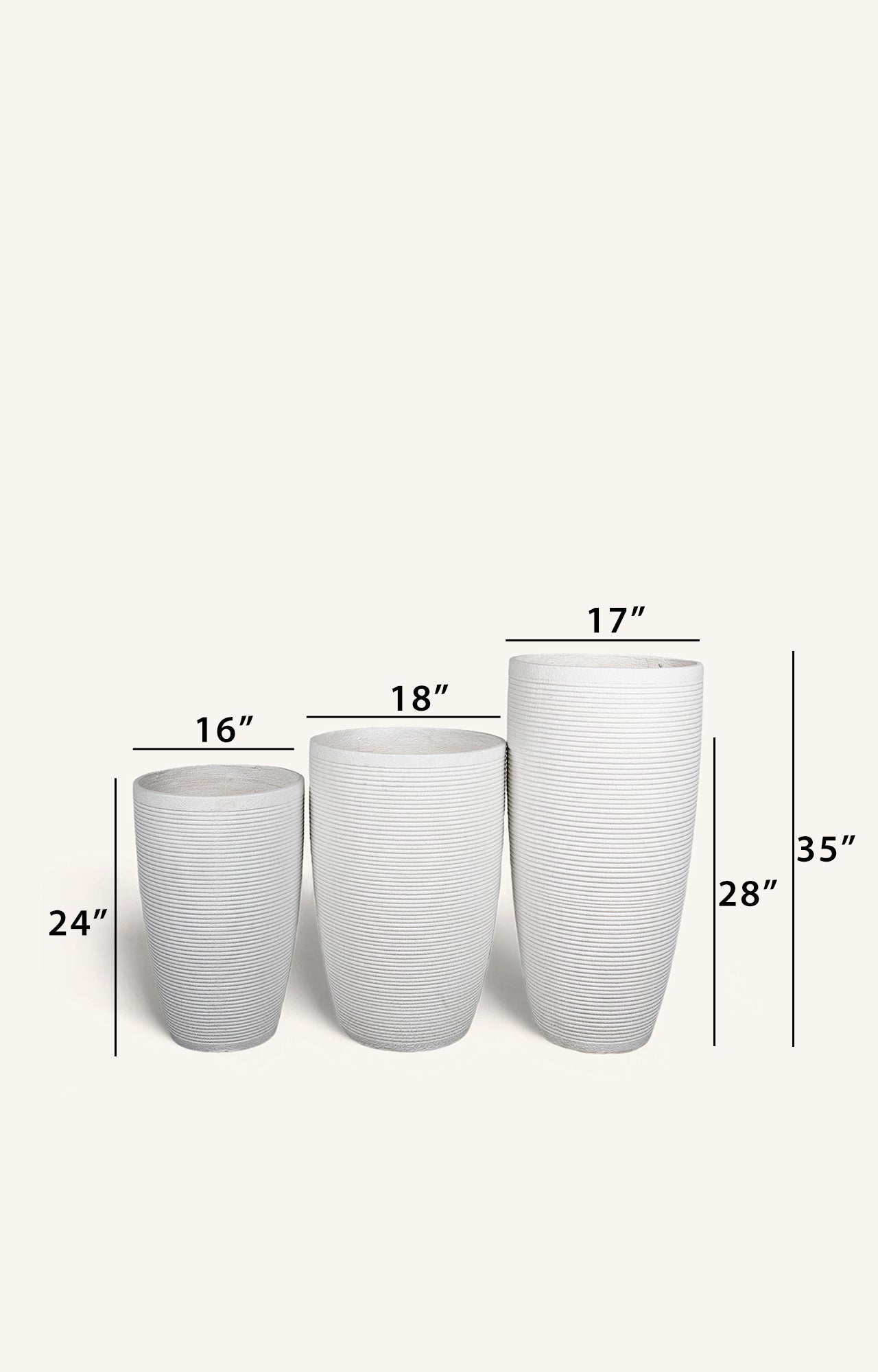 Fluted Pattern White Planter