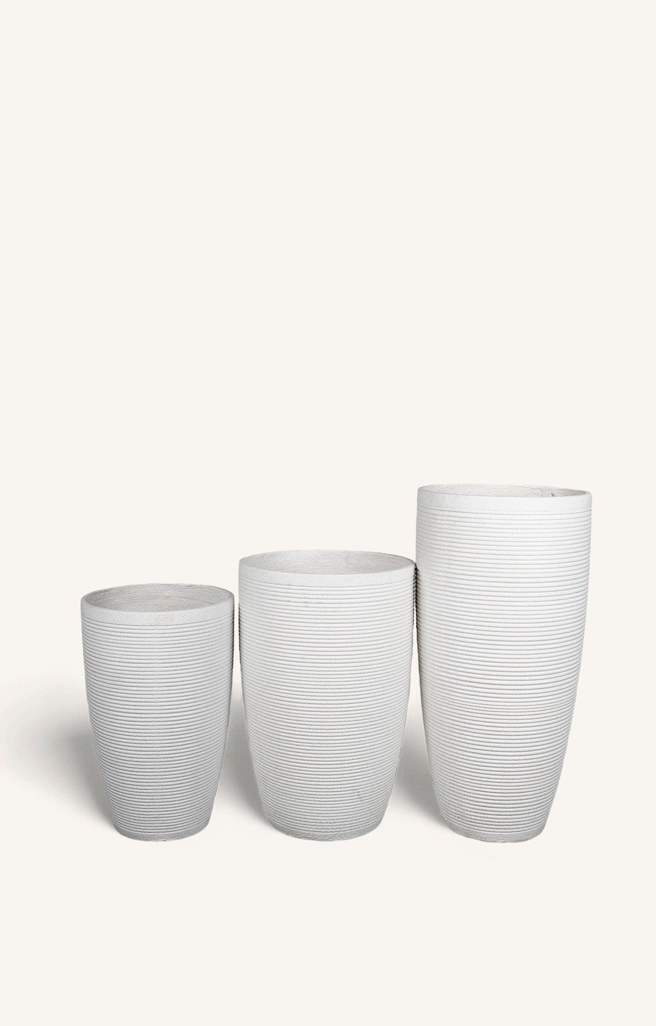 Fluted Pattern White Planter