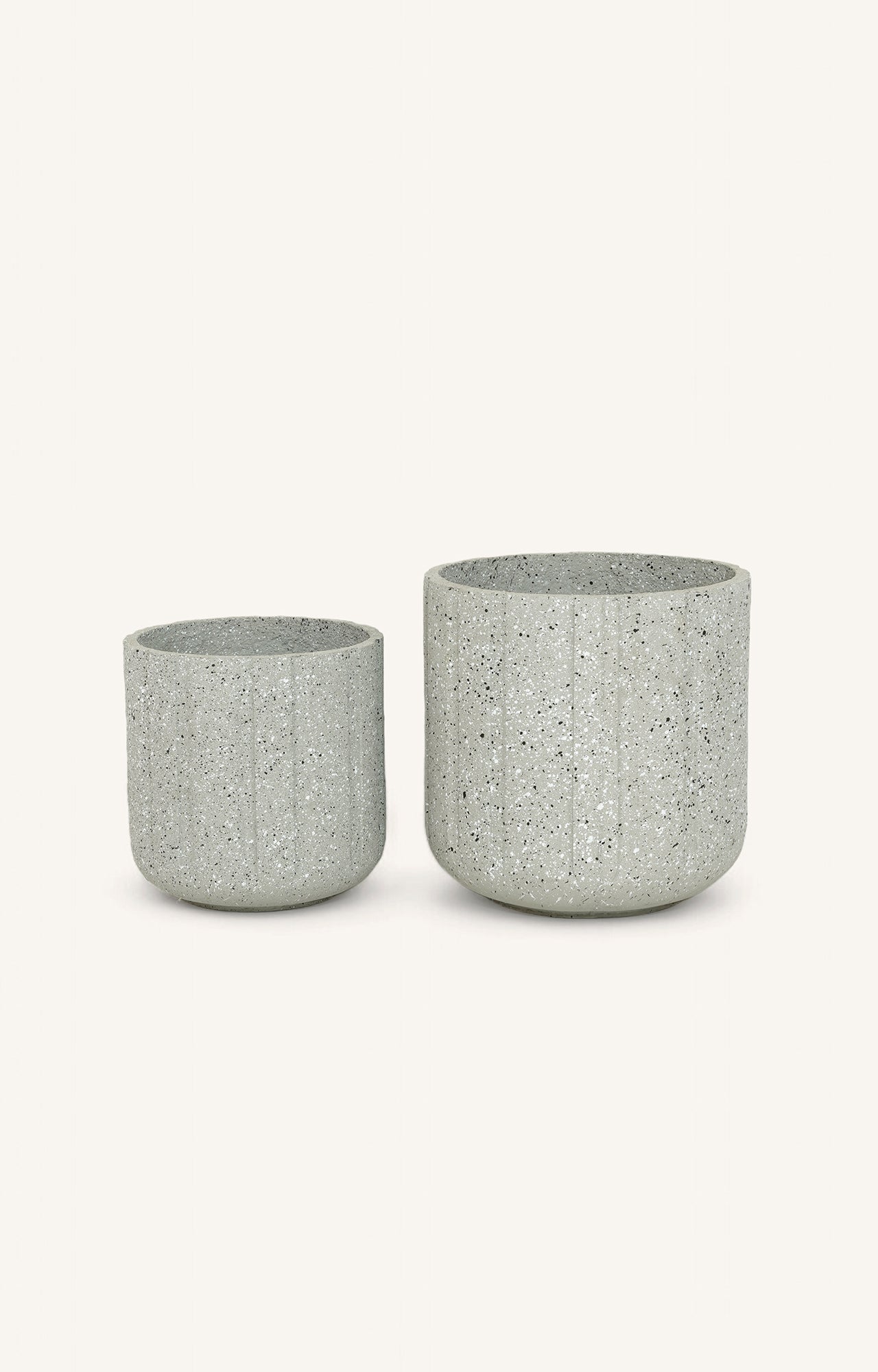 Modern Grey Terrazzo Planter Set with Sleek Matte Finish