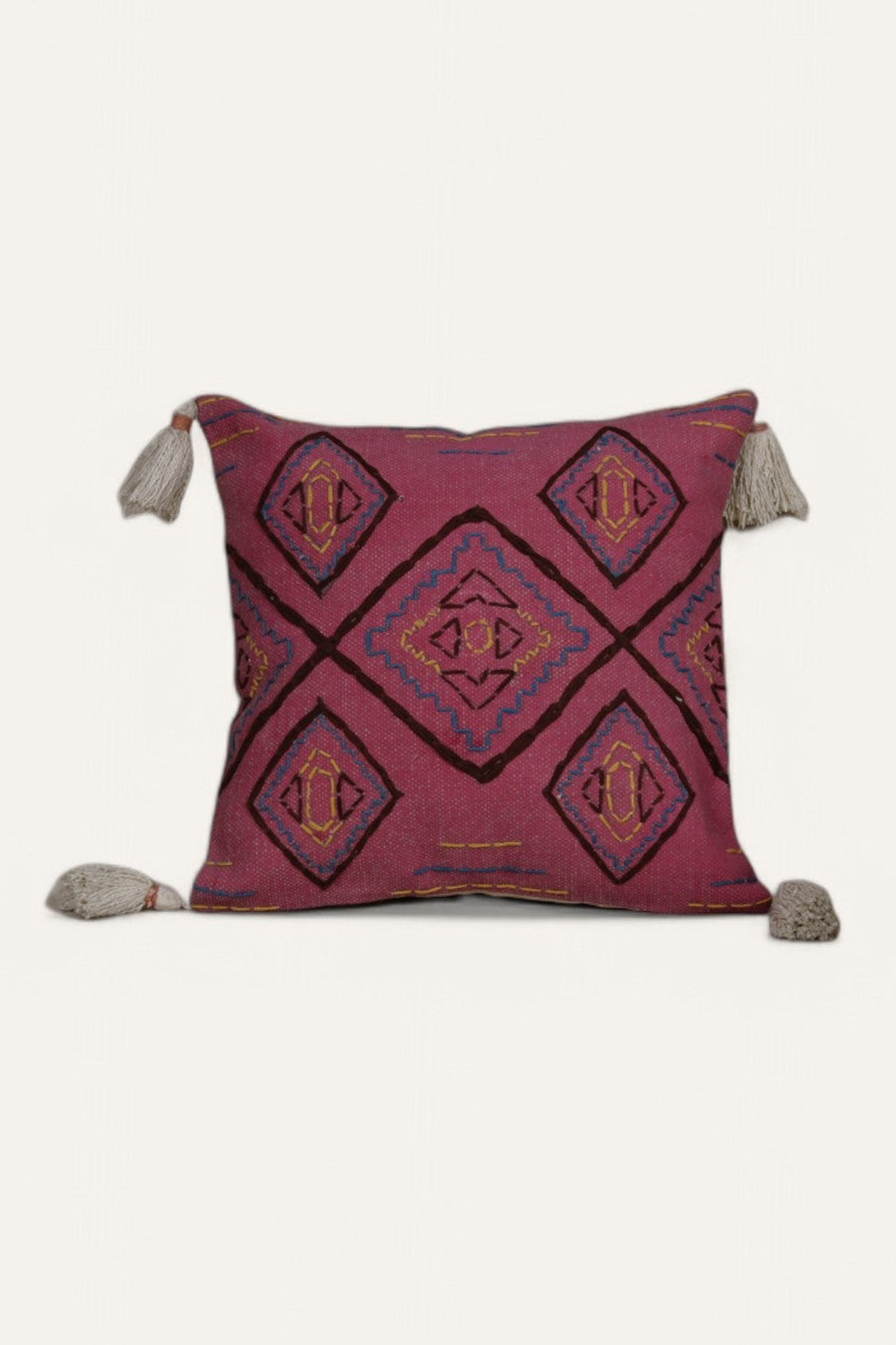 Bohemian Embroidered Cushion with Tassels
