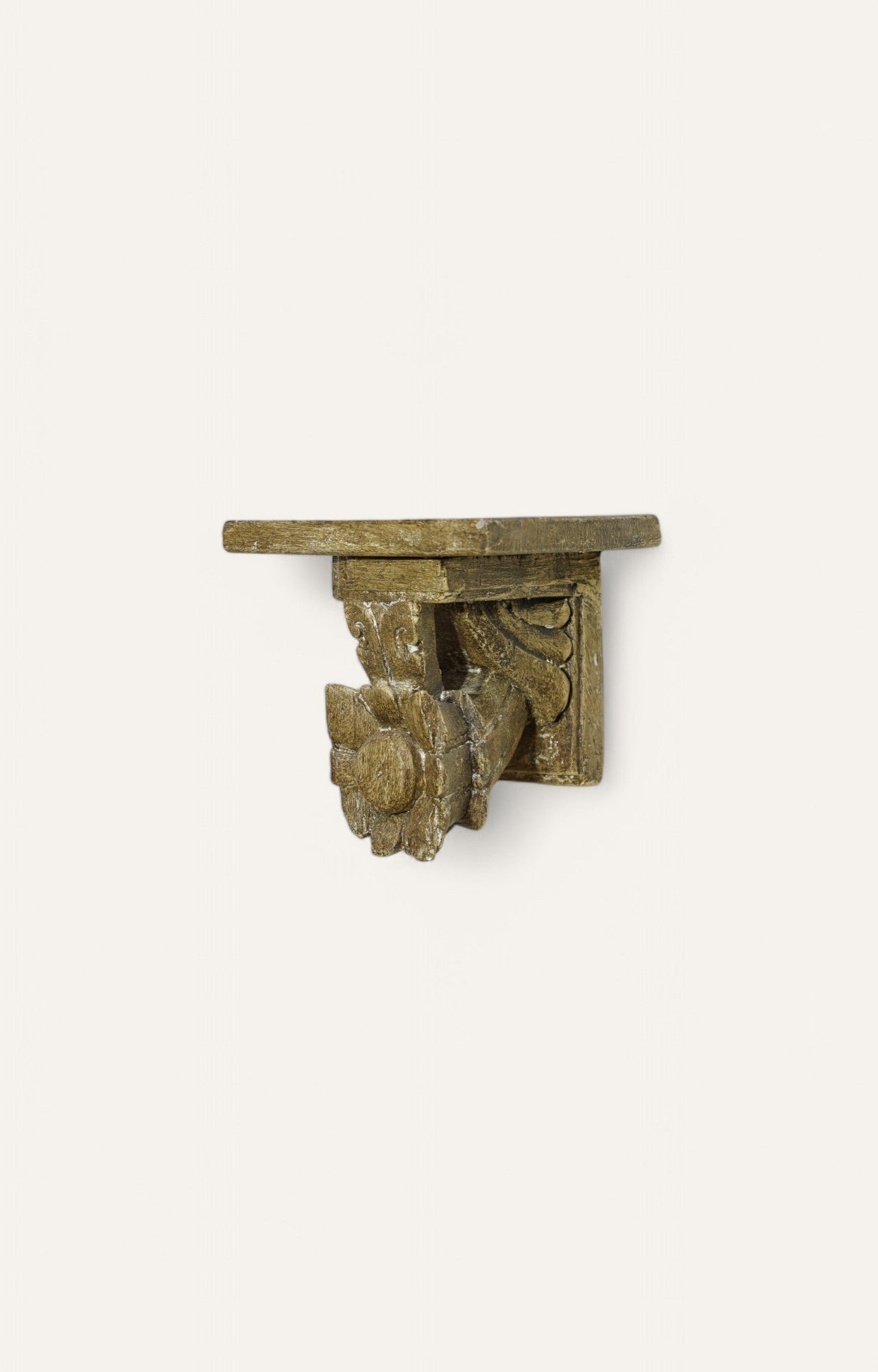 Vintage  Wooden Floral Carved Wall Bracket