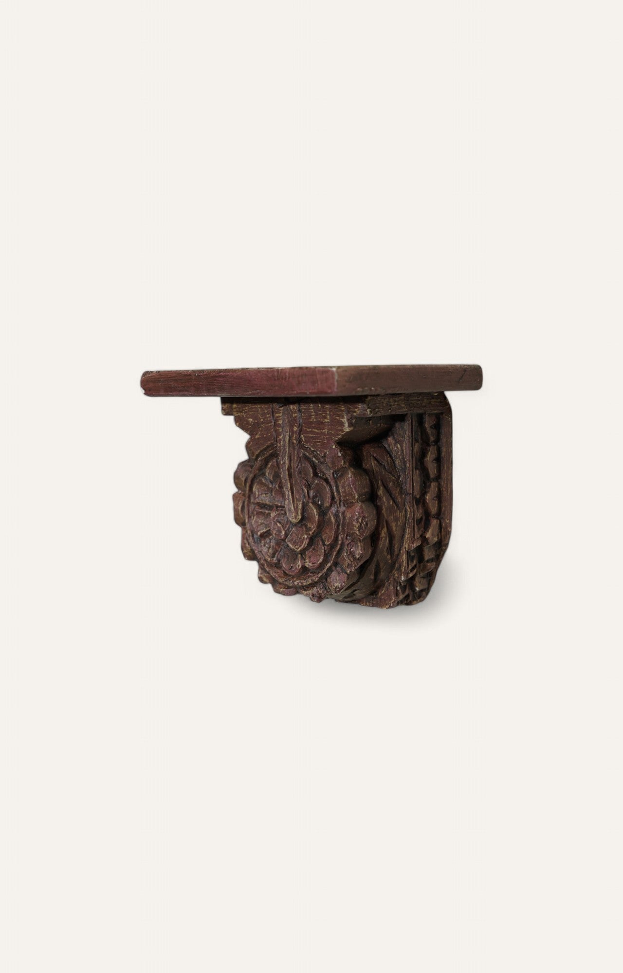 Vintage Wooden Floral Carved Handmade Wall Bracket