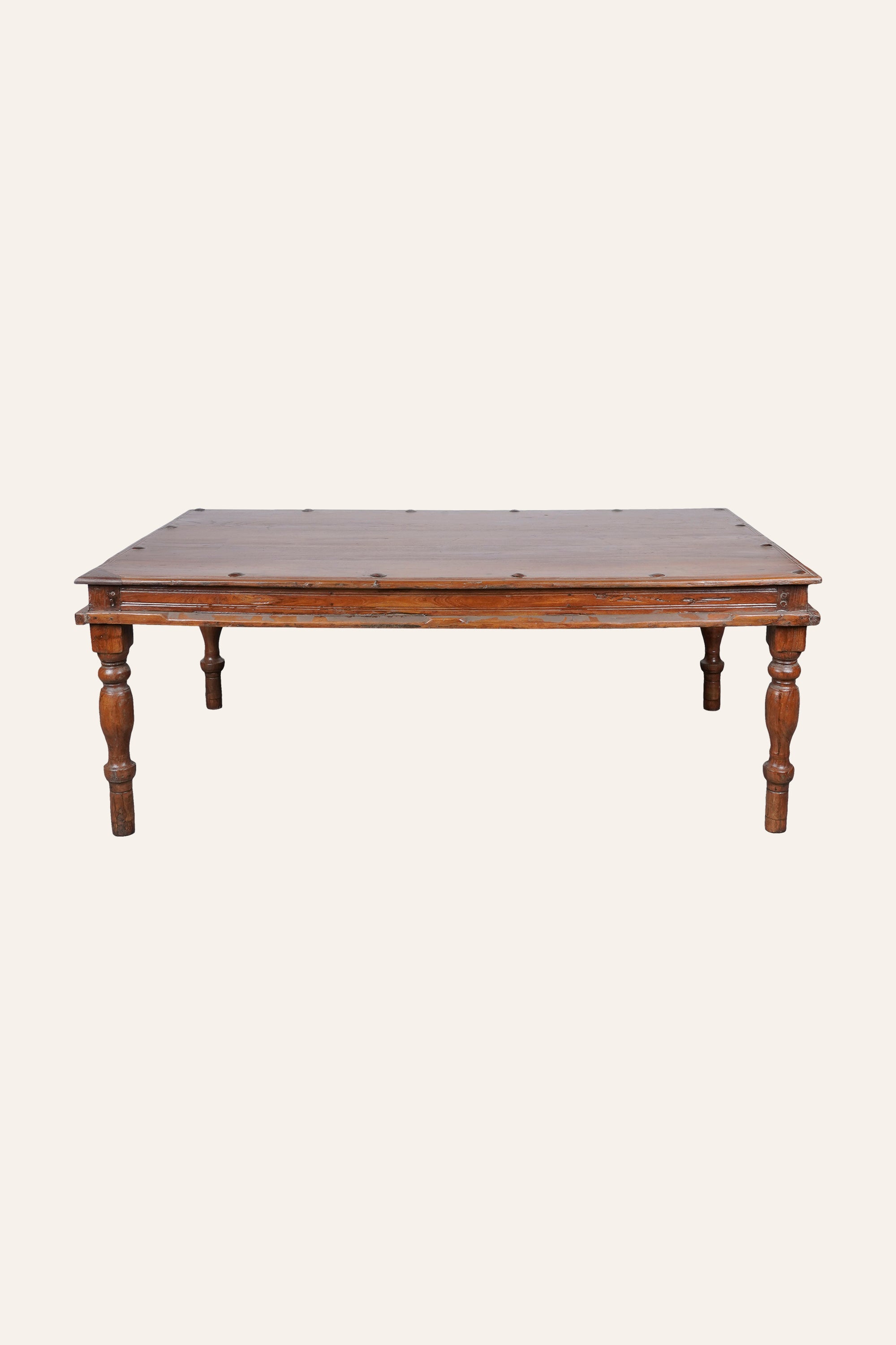 Brown Traditional Wood Coffee Table in Distressed Finish