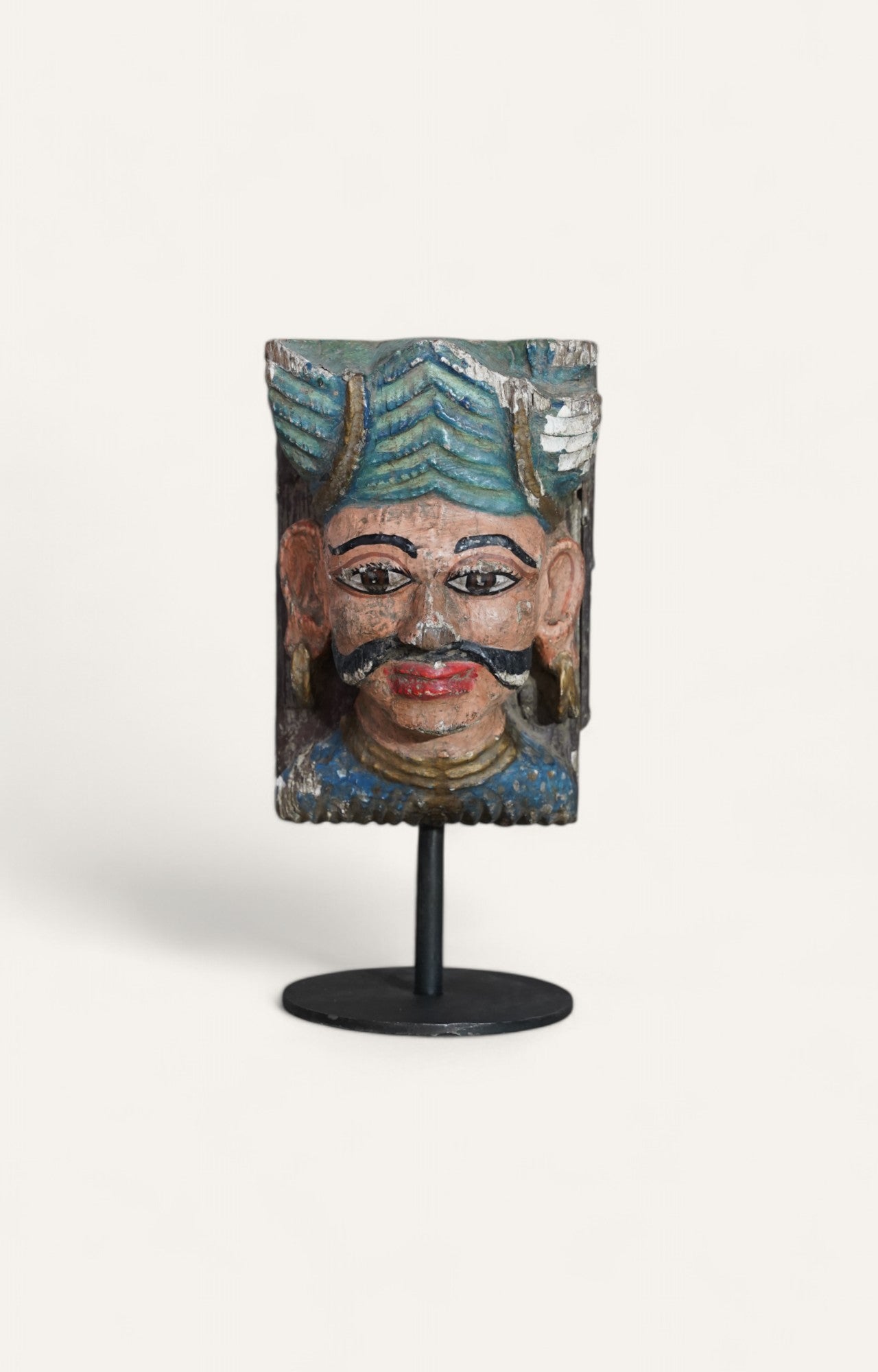 Wooden Face Statue On Stand