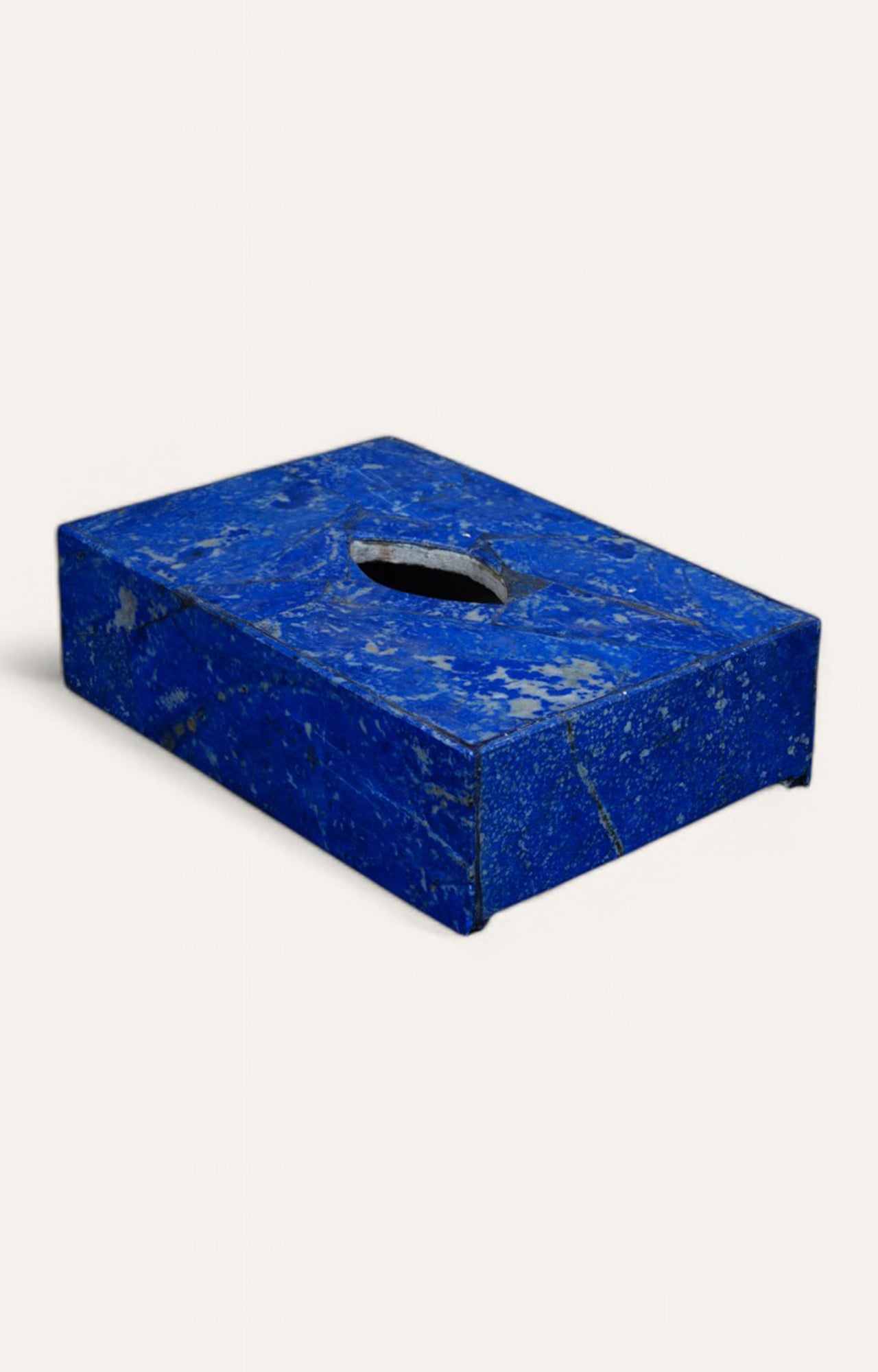 Lapis Stone Tissue Box with Natural Veining