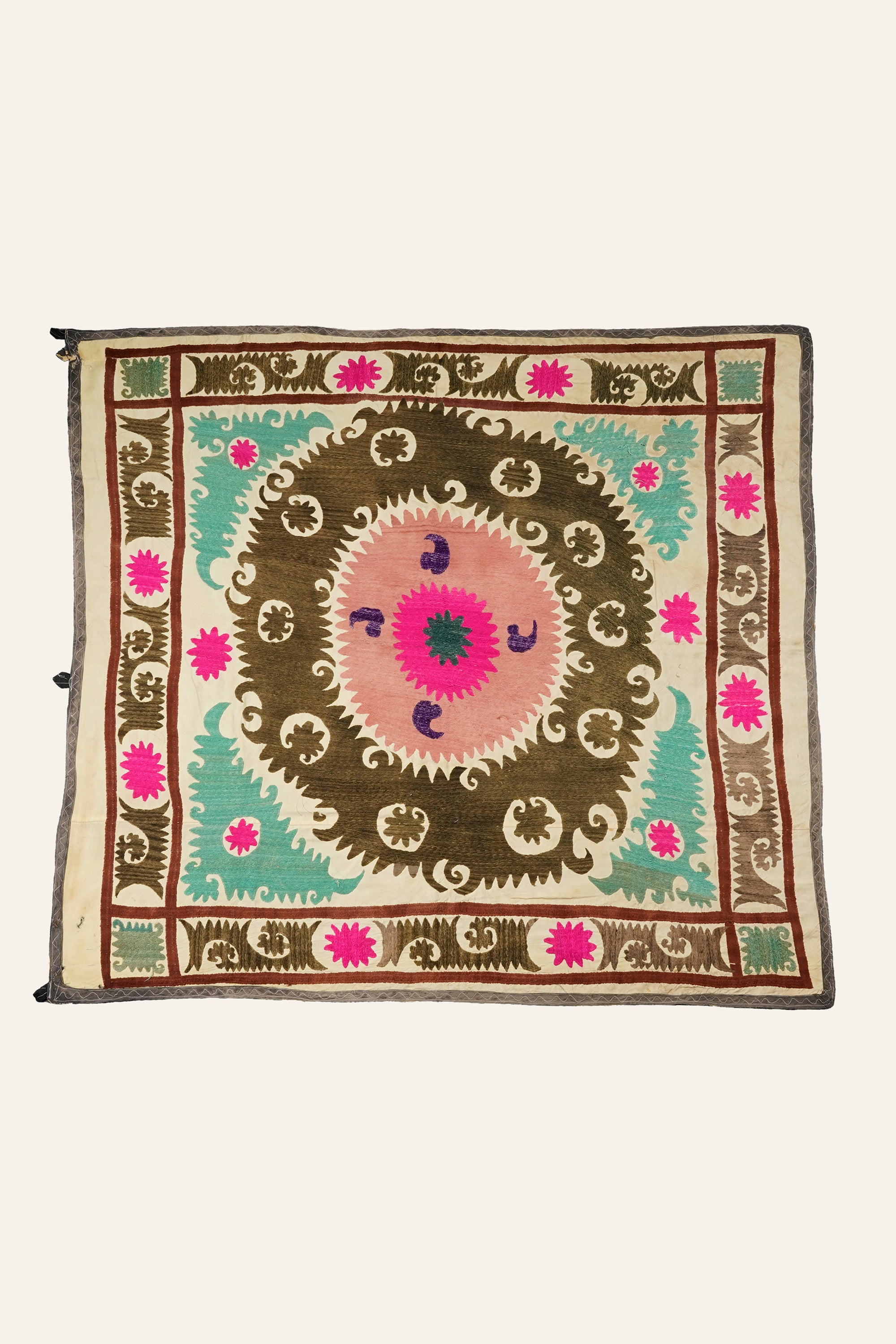 Pastel Medallion Suzani Vintage Wall Hanging