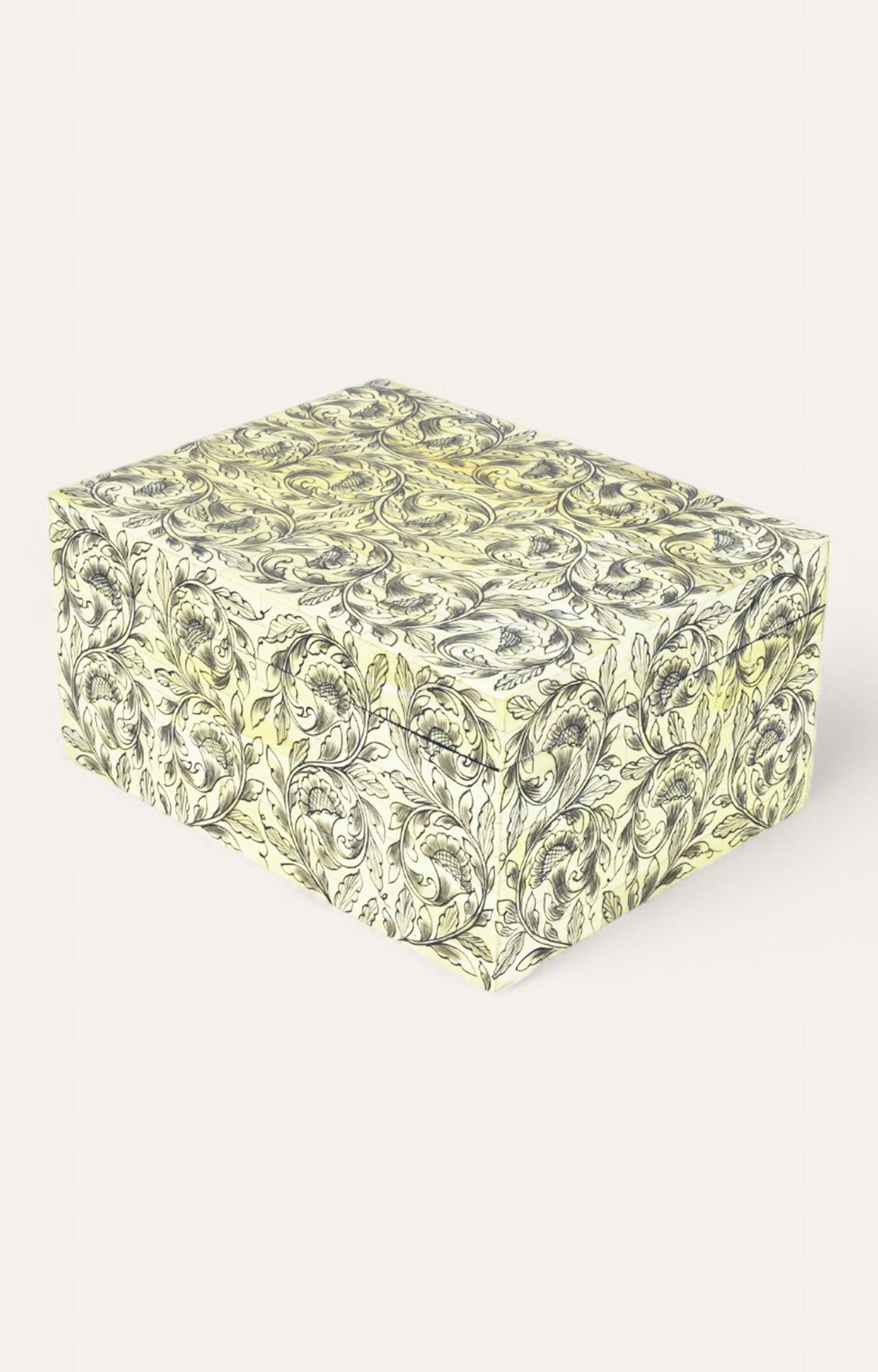 Soft Yellow Floral Painted Inlay Box