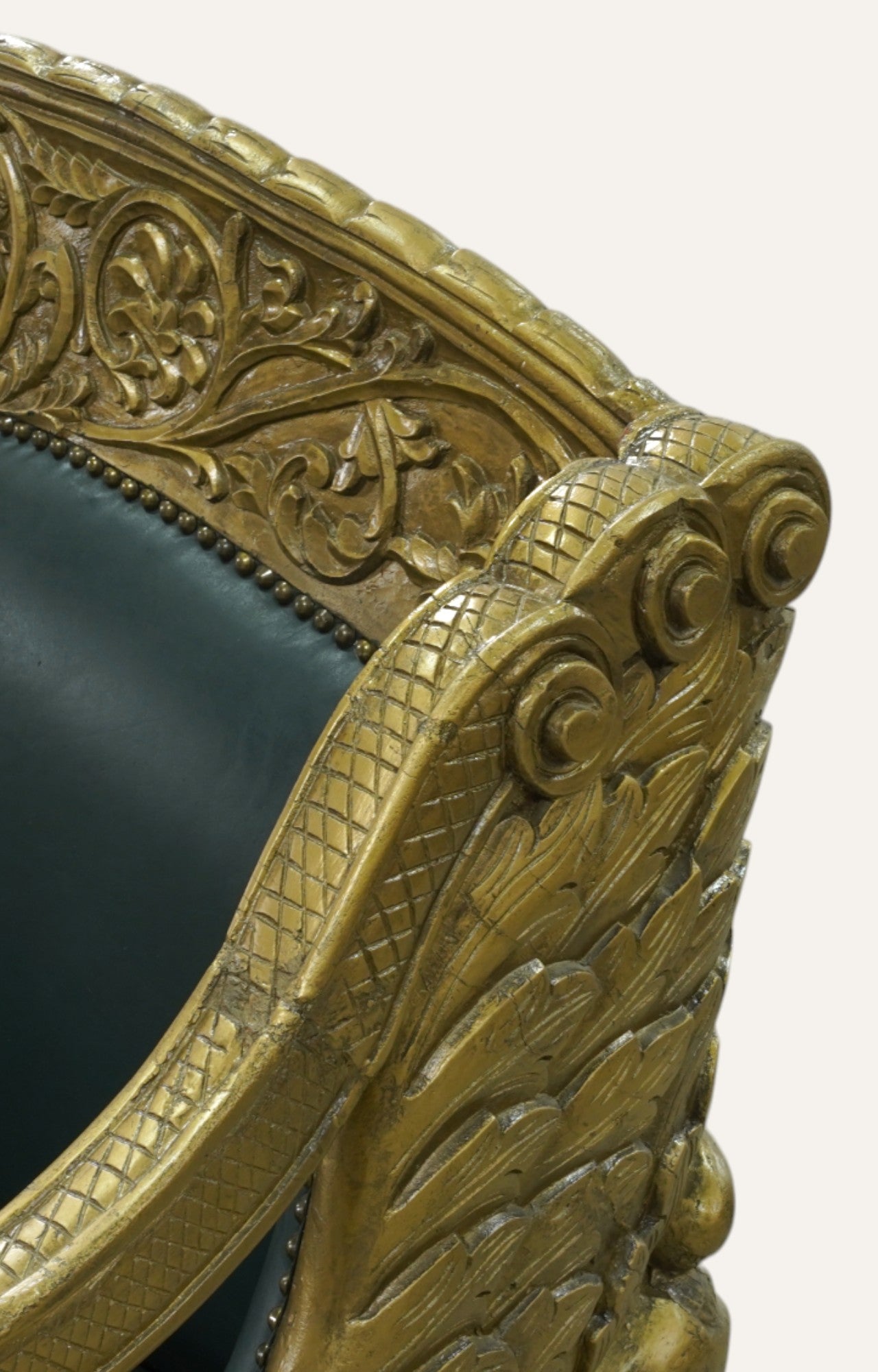 Lion Teak Wood Sofa In Leatherite