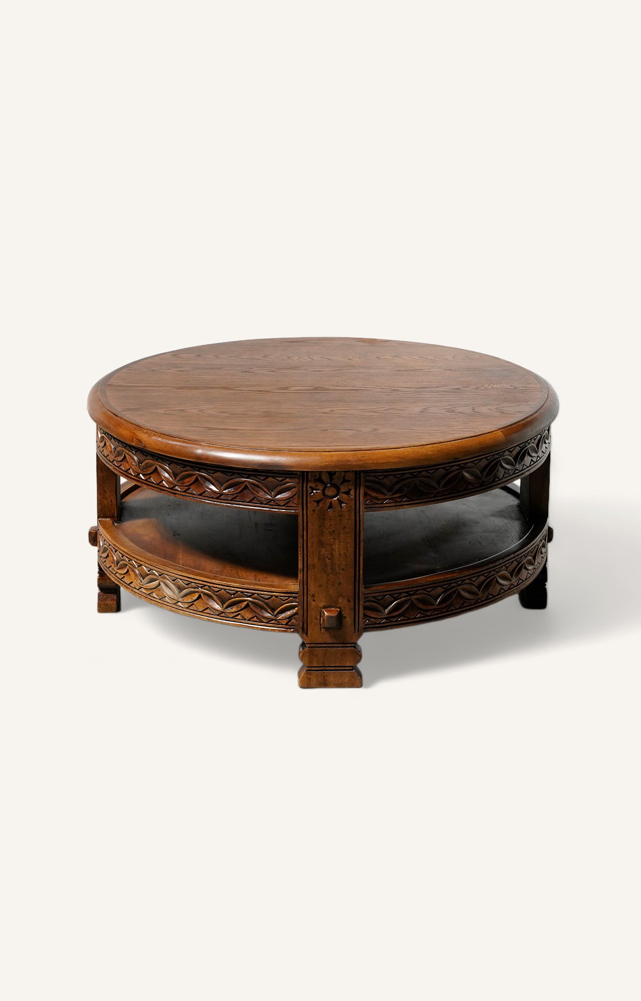 Wooden curved round coffee table