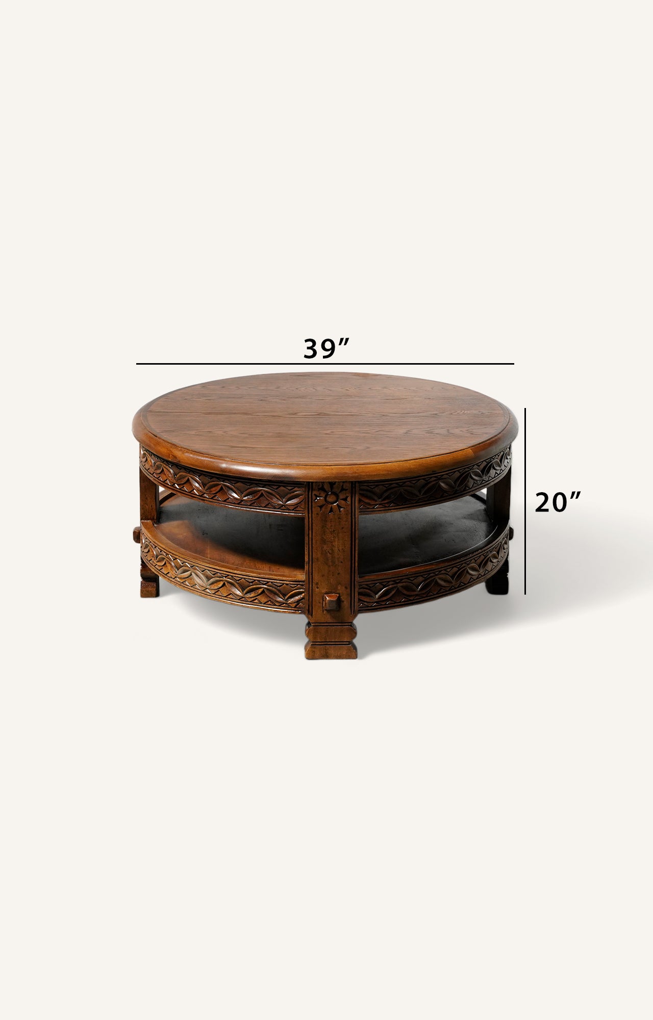 Wooden curved round coffee table