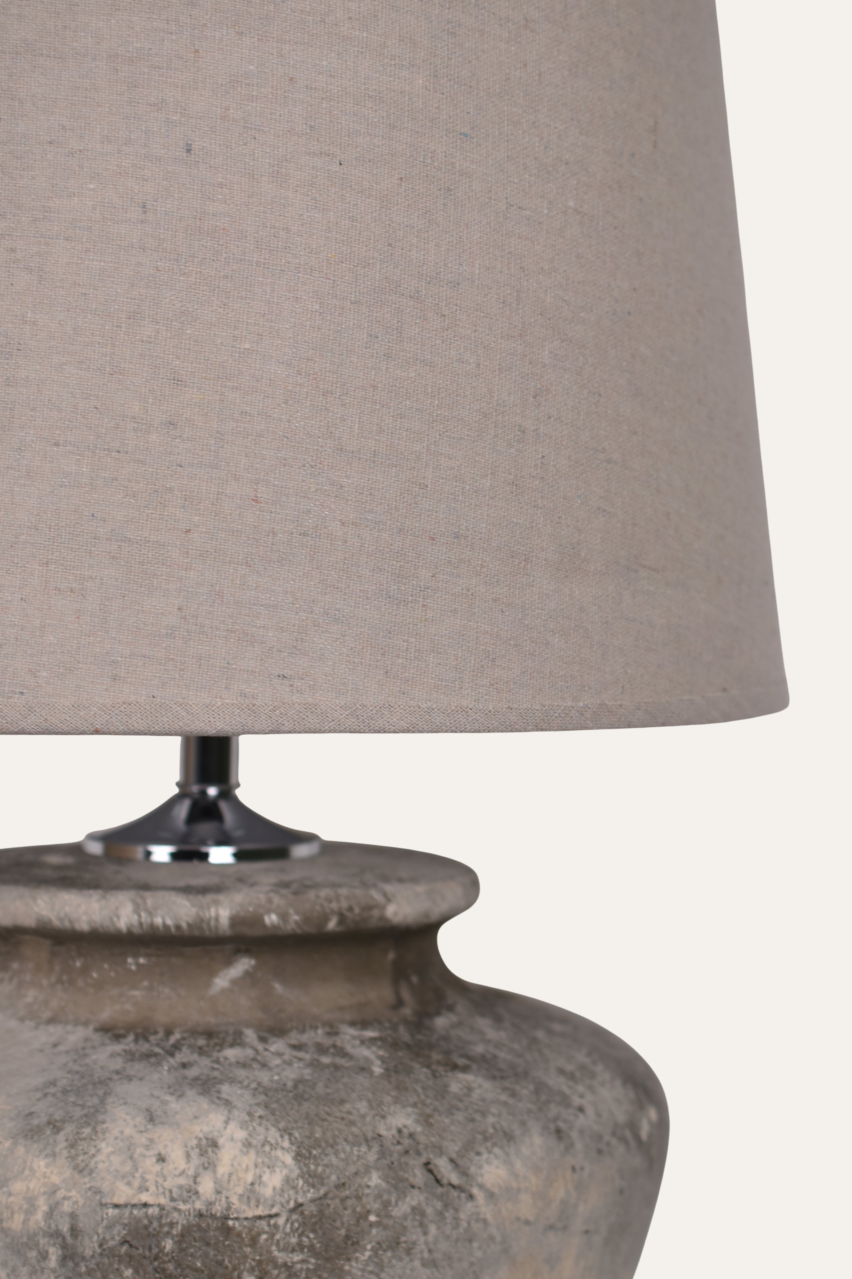 Handcrafted Ceramic Table Lamp with Neutral Fabric Shade