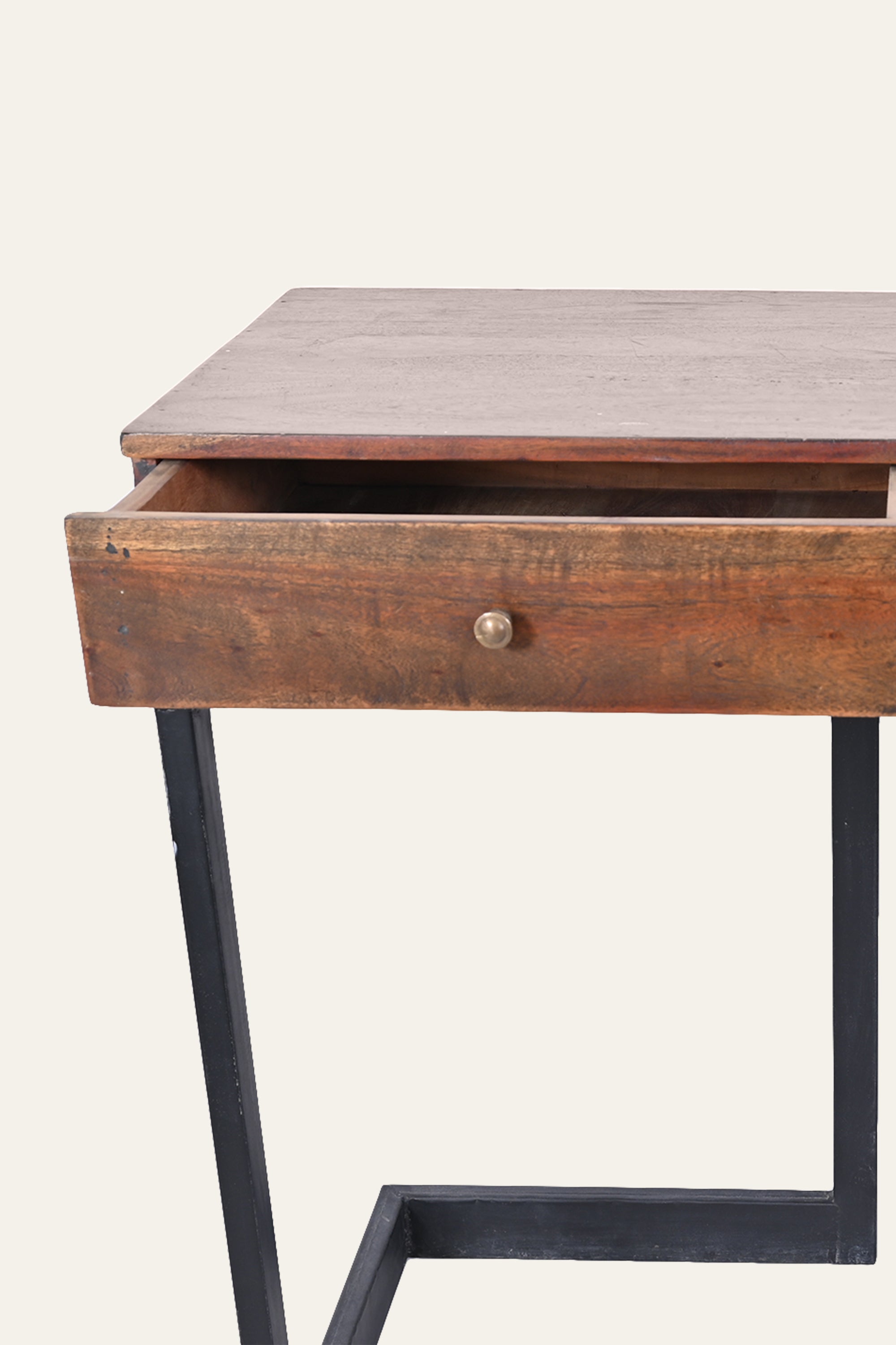 Industrial Wood Study Table with Storage Drawers and Metal Base