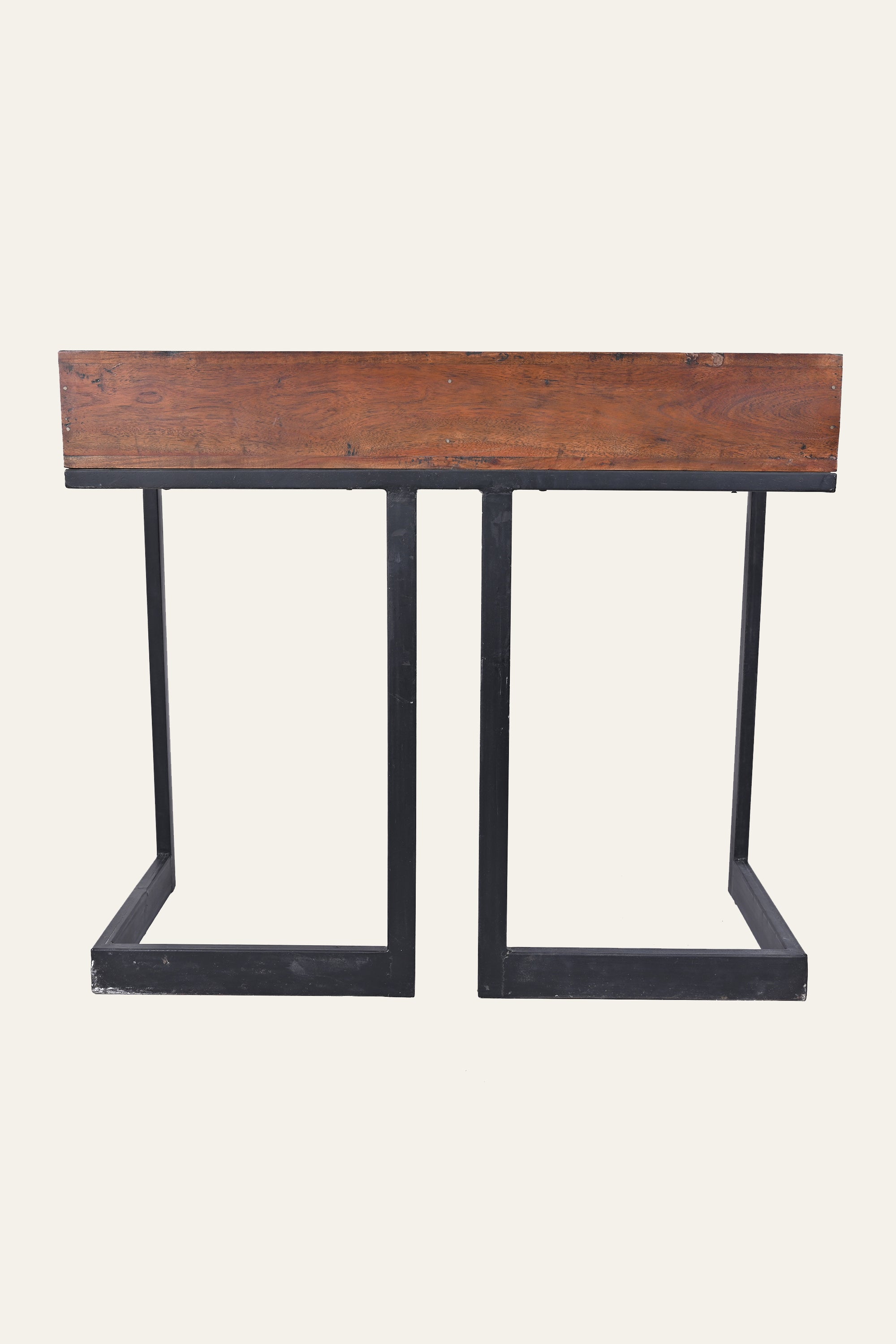 Industrial Wood Study Table with Storage Drawers and Metal Base