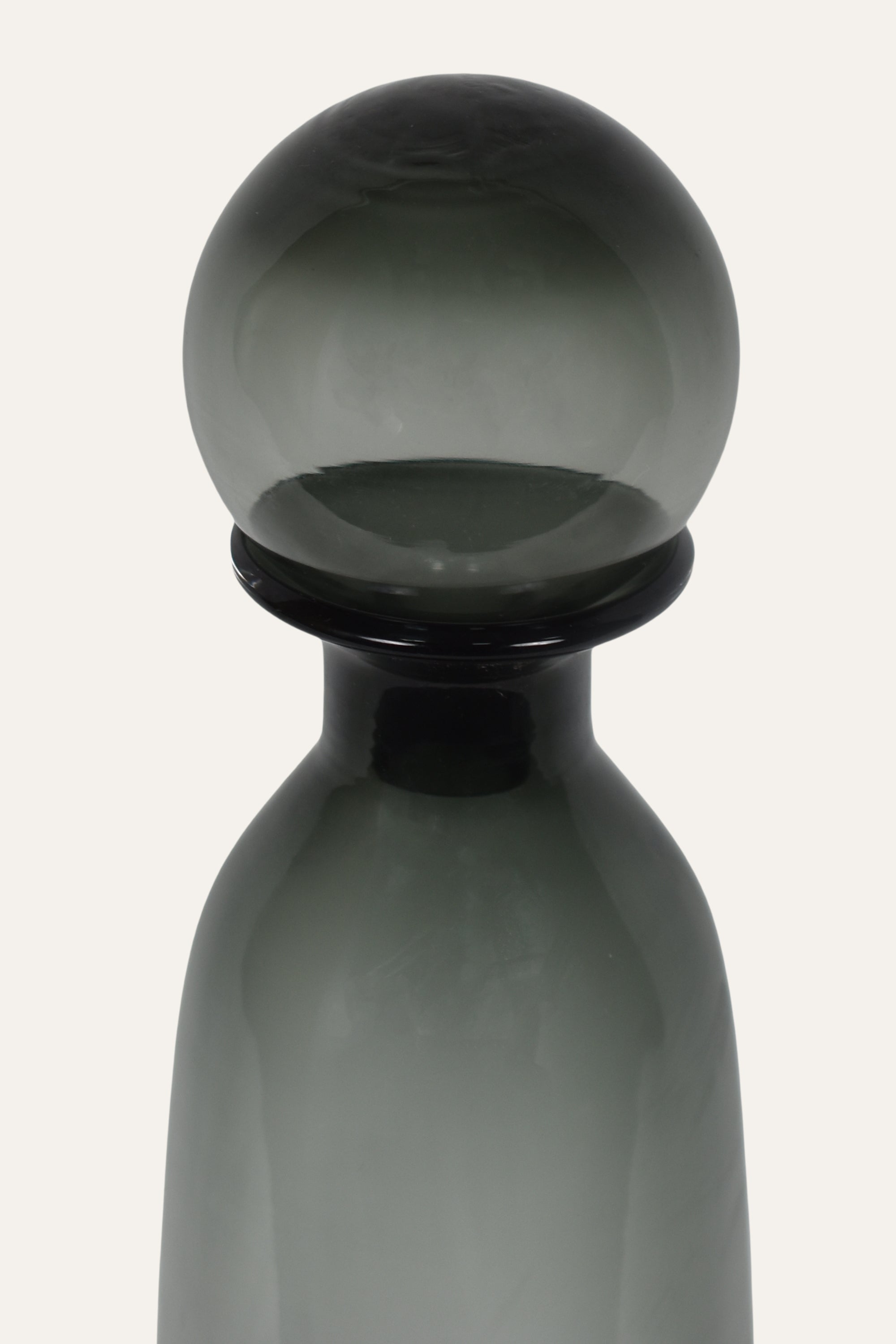 Hand Blown Colored Smoky Grey Glass Bottle Vase with Decorative Stopper