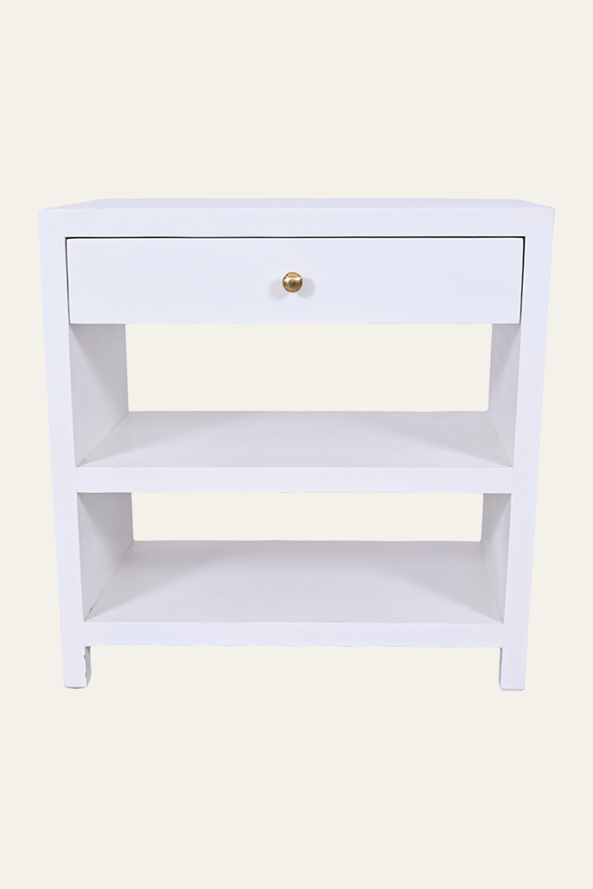 Modern White Open Shelf Bedside Table with Drawer