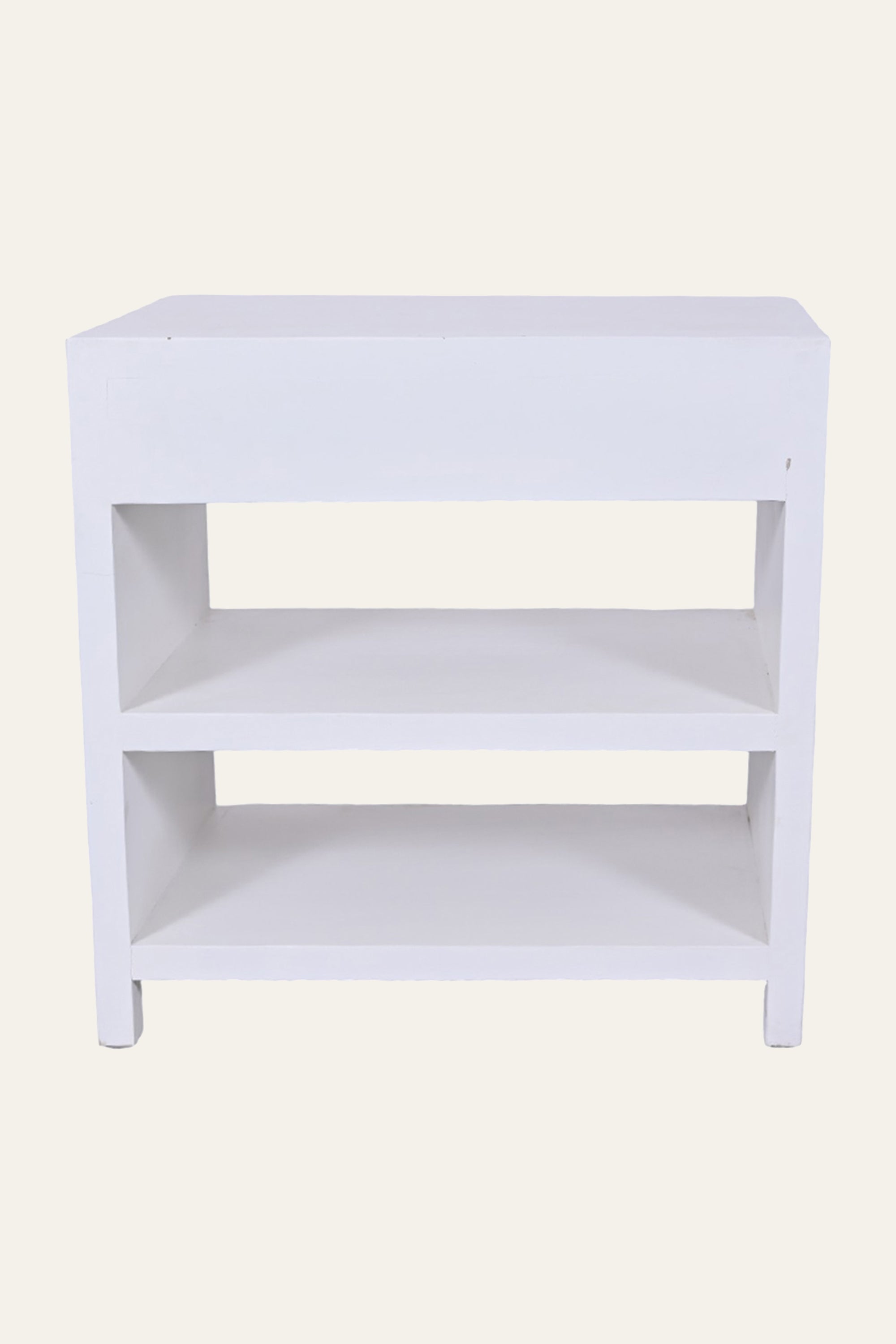 Modern White Open Shelf Bedside Table with Drawer