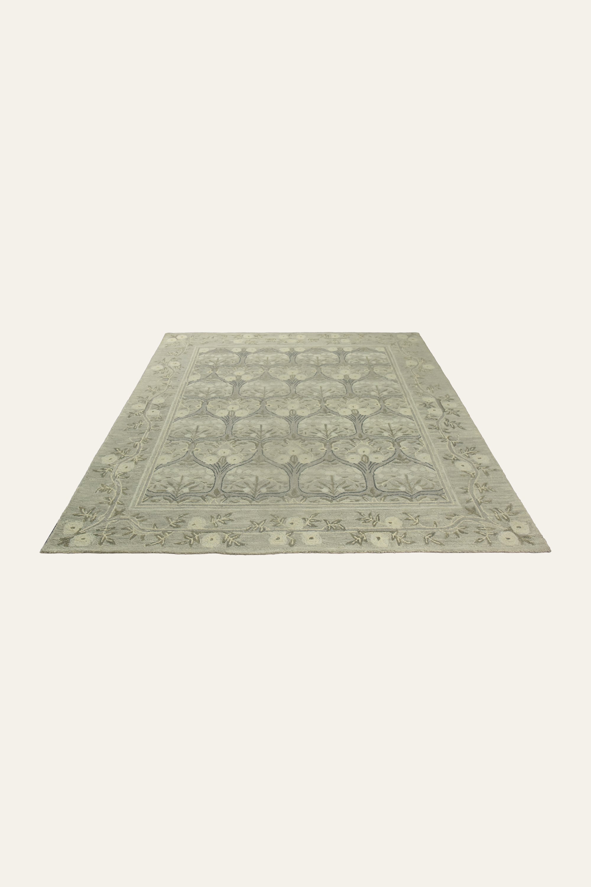 8x10 Ft. Soft Grey Botanical Wool Area Carpet