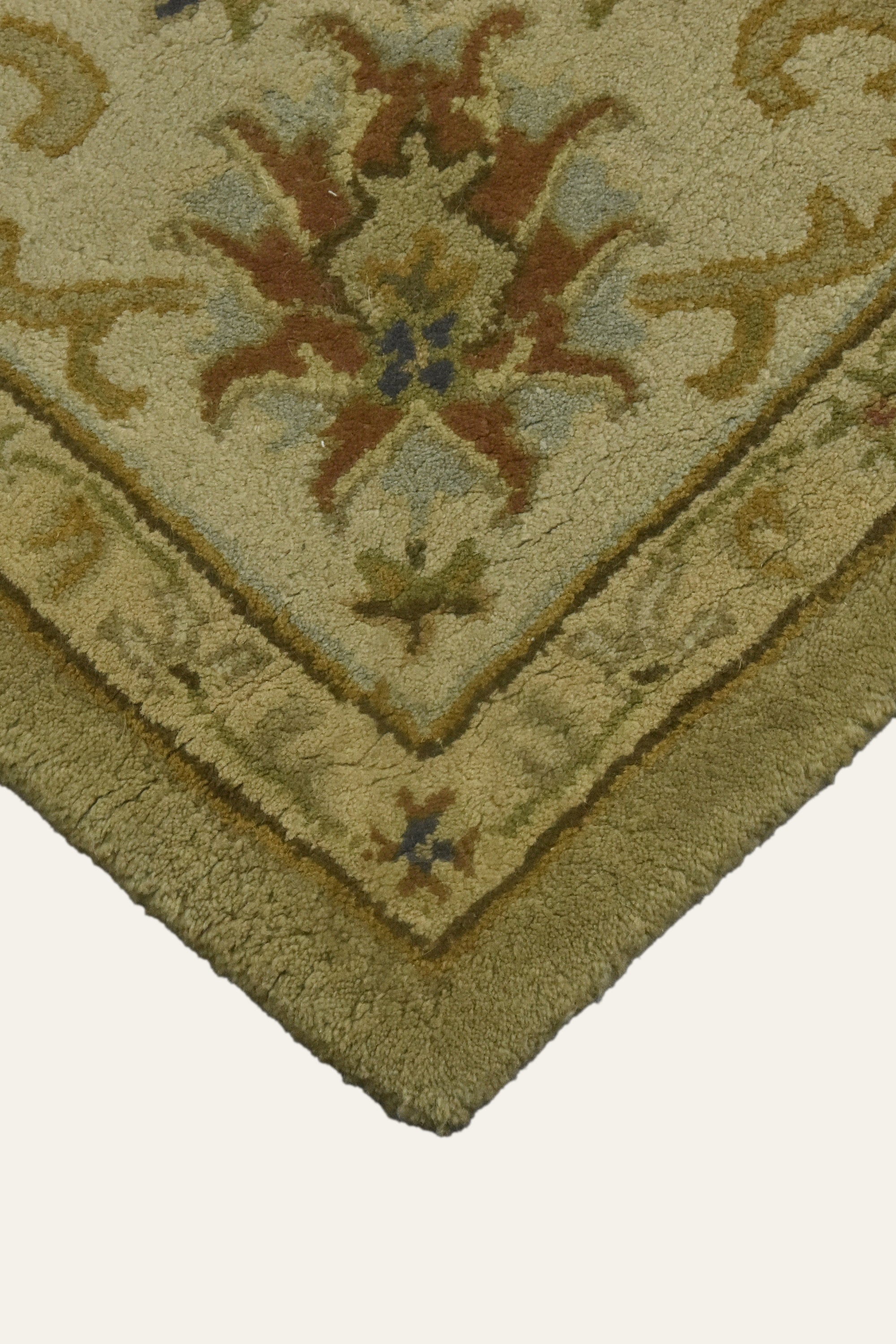 8x10 Ft. Sage Beige Floral Wool Area Carpet for Living Room