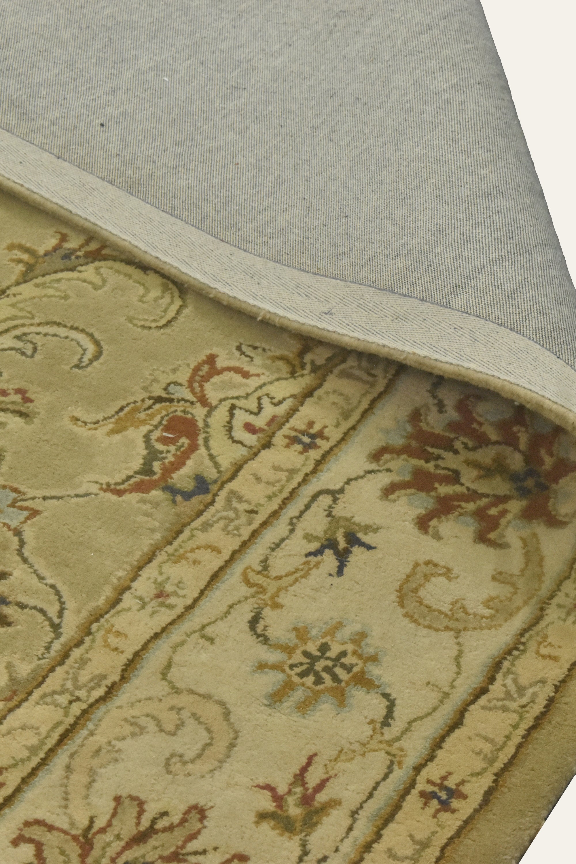 8x10 Ft. Sage Beige Floral Wool Area Carpet for Living Room