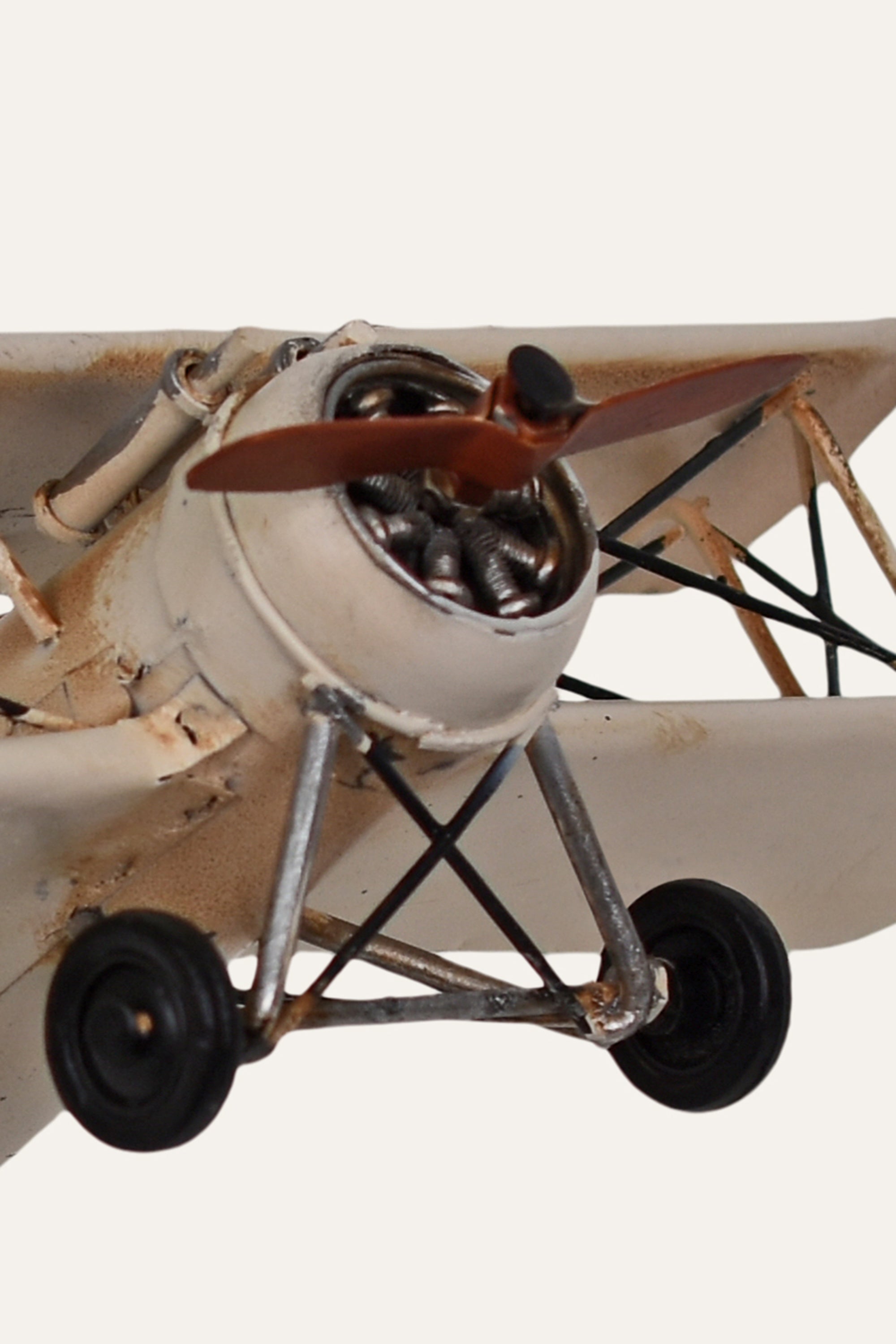 Vintage Metal Airplane Model Biplane Tabletop Décor