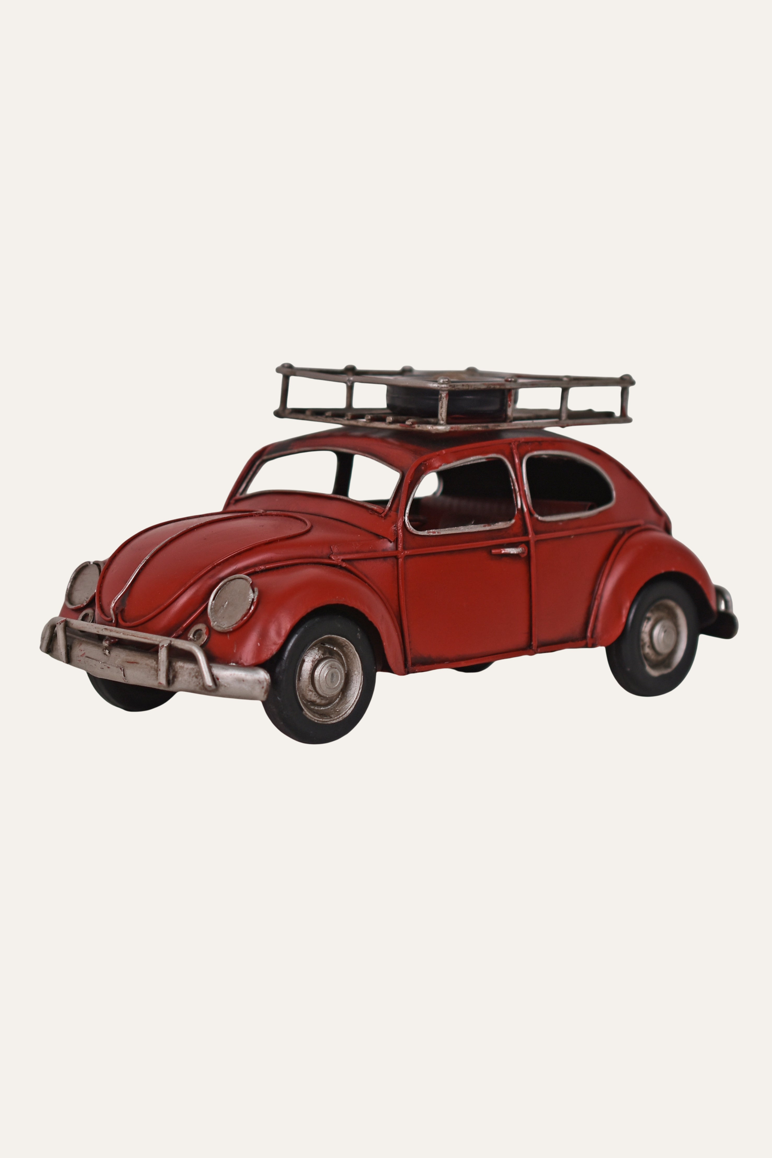 Vintage Red Beetal Metal Miniature Car Décor