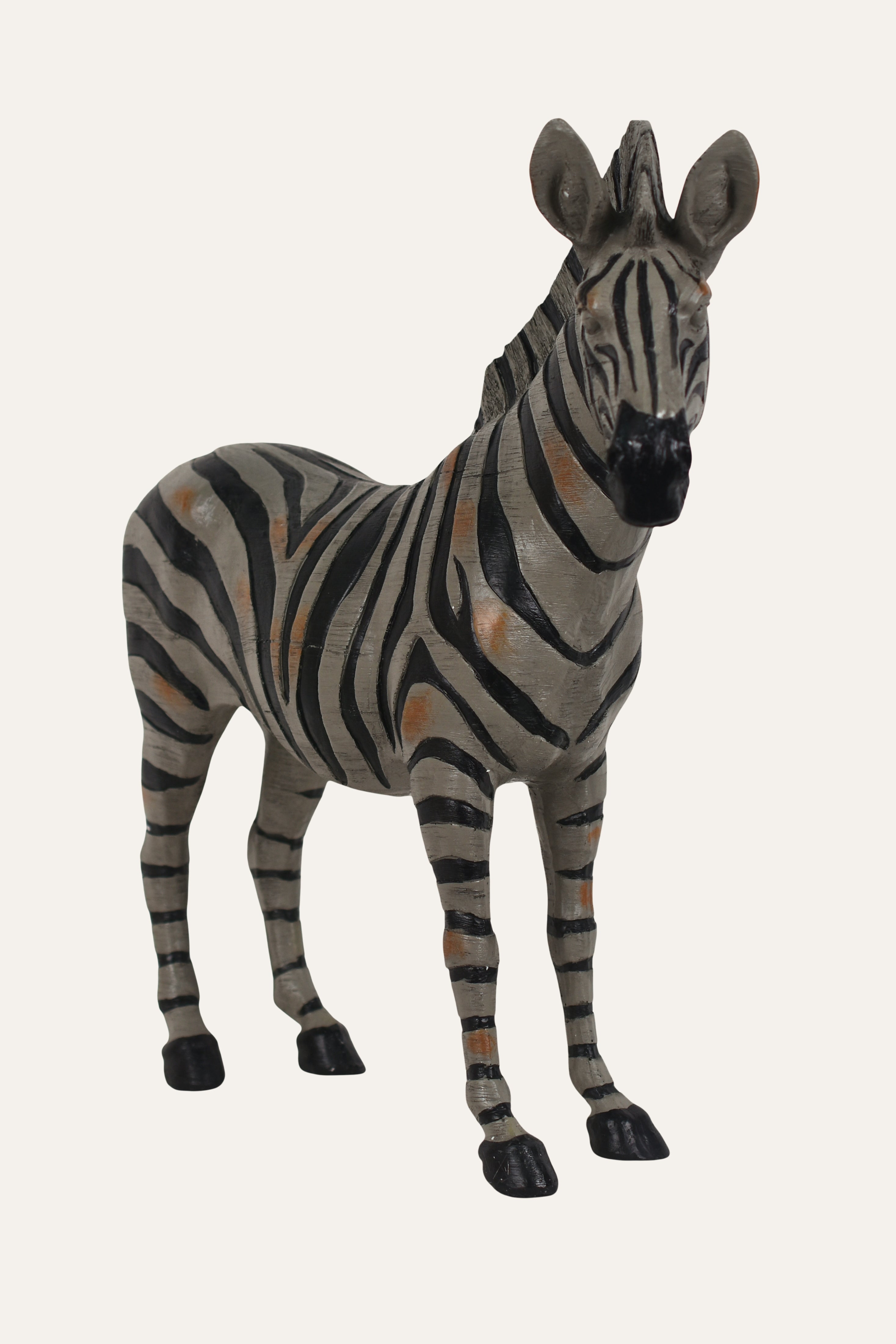 Modern Hand-Painted Resin Zebra Sculpture Set - Big