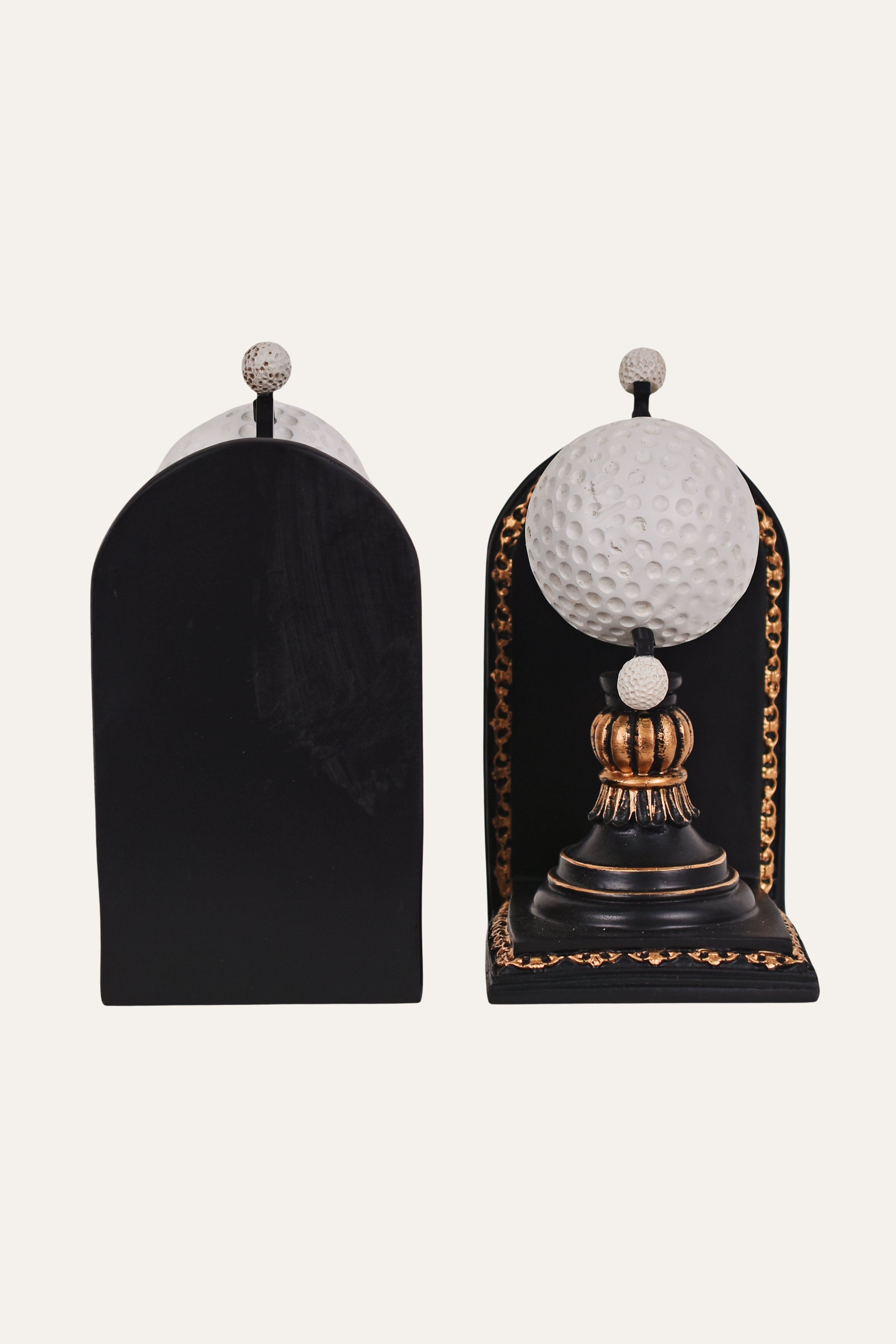 Vintage White Resin Golf Ball Bookends