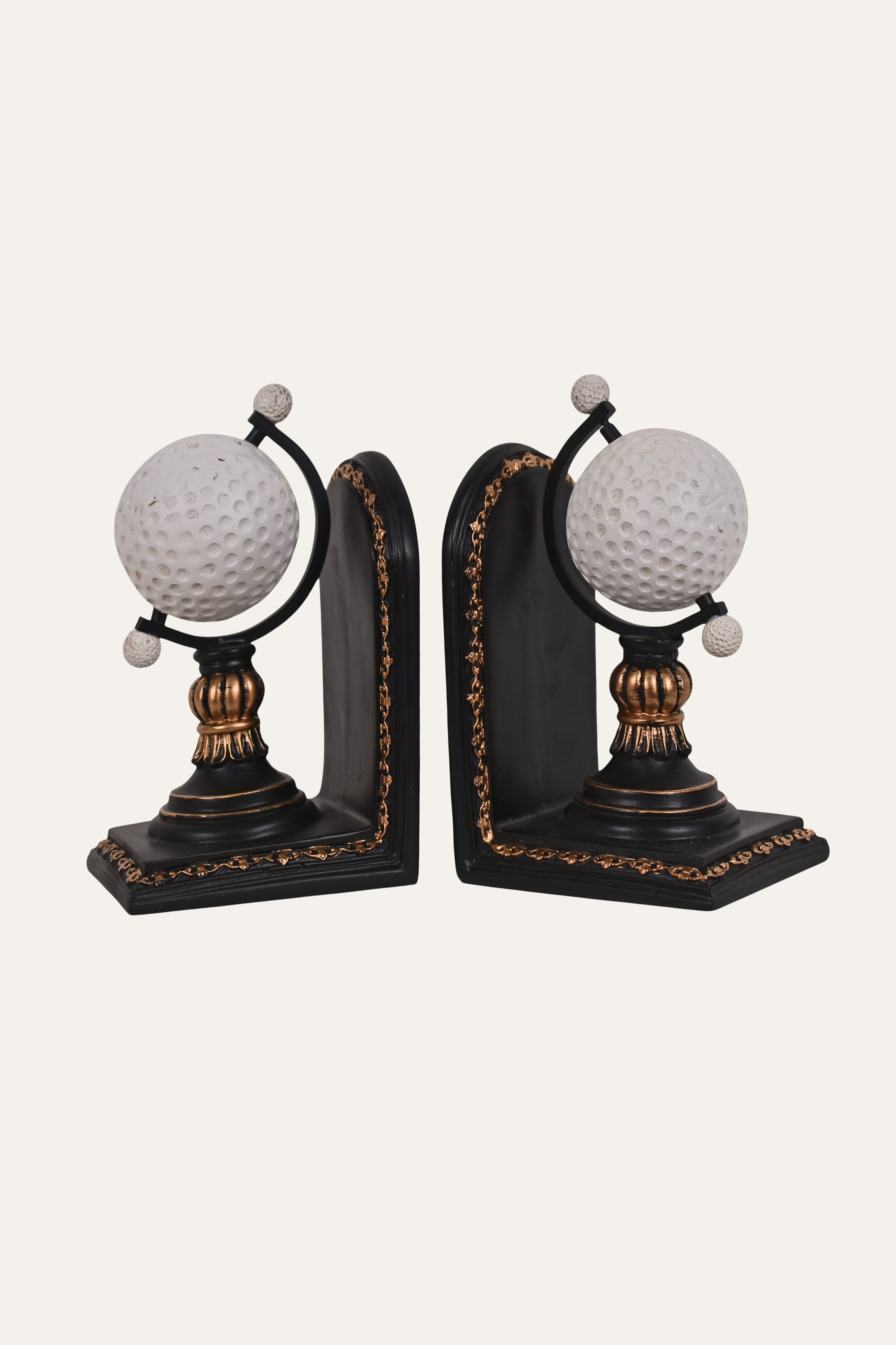 Vintage White Resin Golf Ball Bookends