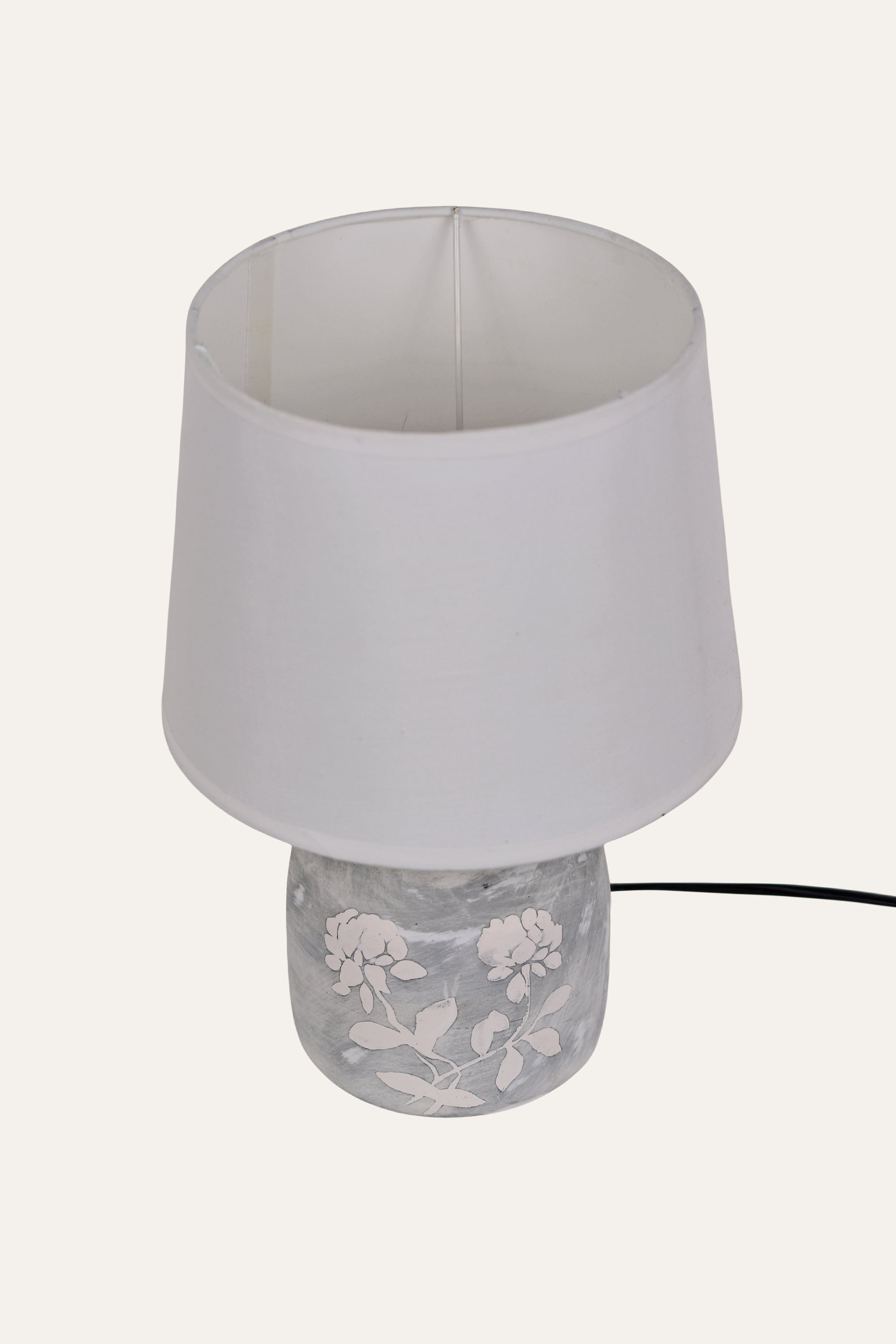Grey Marble-Effect Ceramic Table Lamp with Fabric Shade
