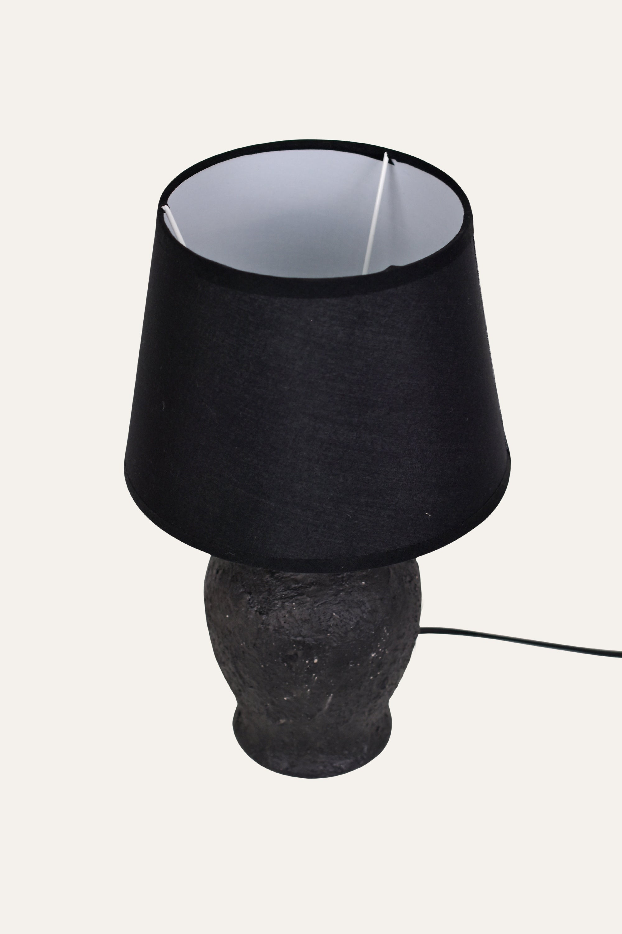 Textured Black Ceramic Table Lamp
