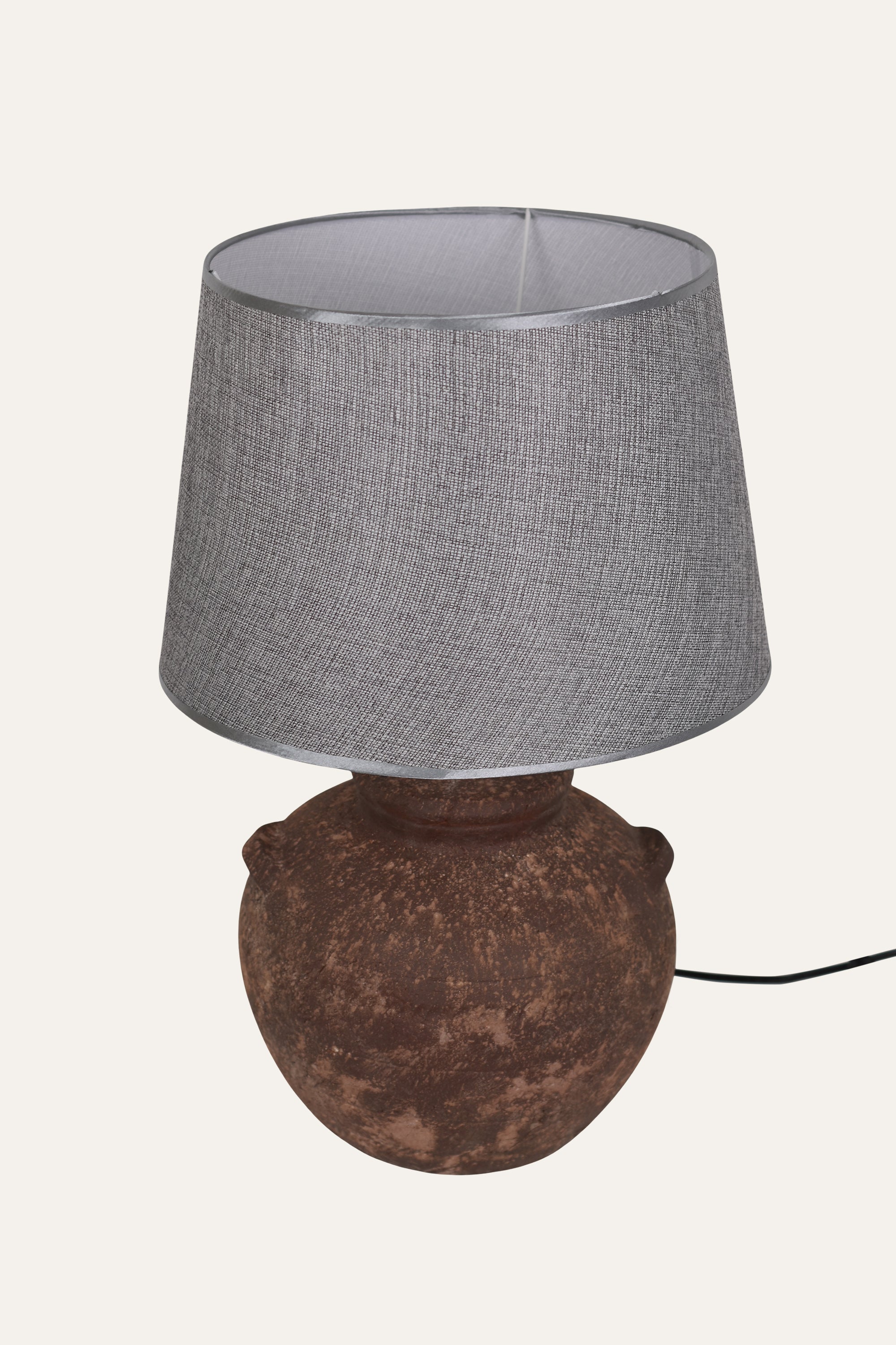 Rustic Ceramic Pot Table Lamp with Textured Fabric Shade