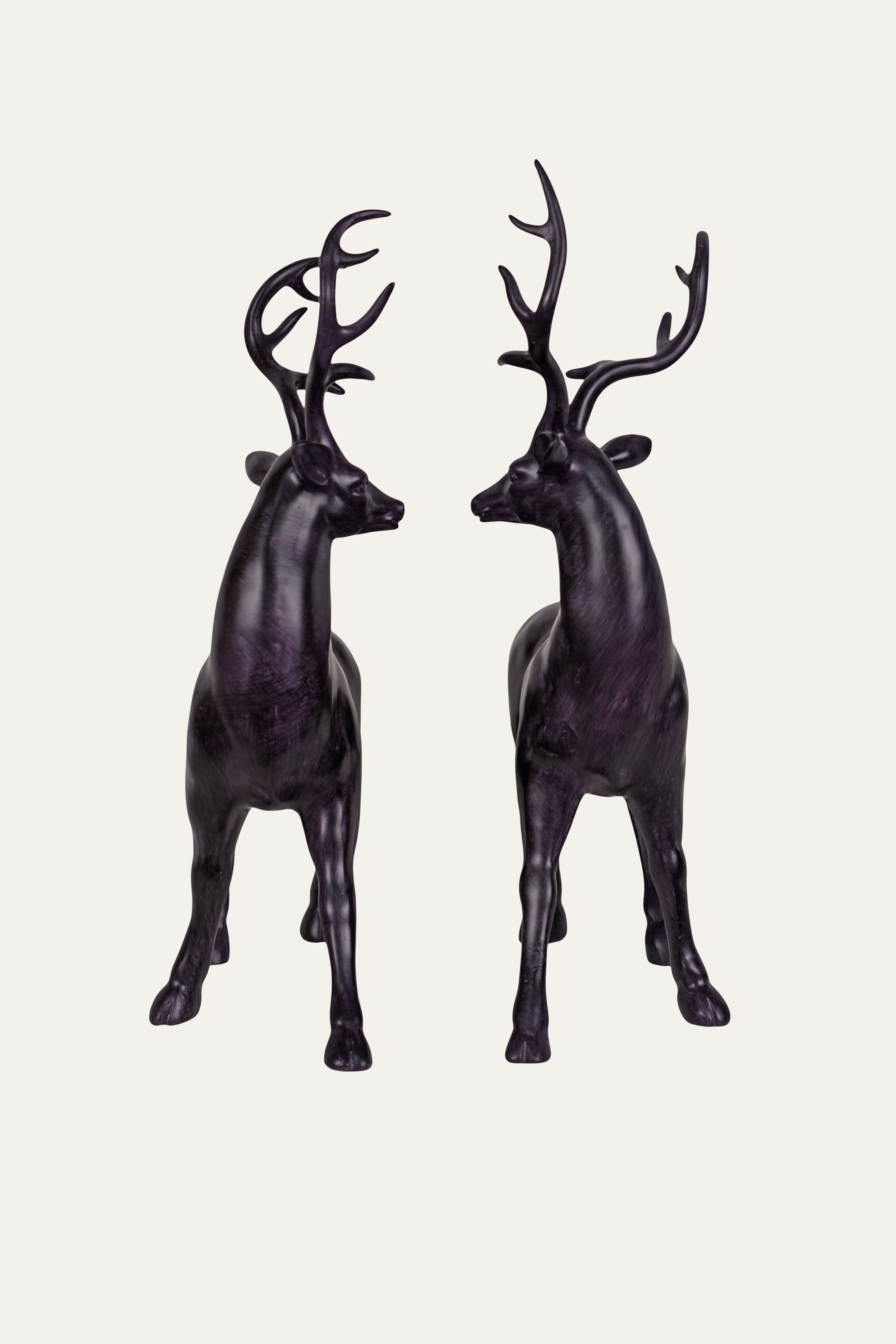 Decorative Black Resin Deer Figurine Set Table Décor