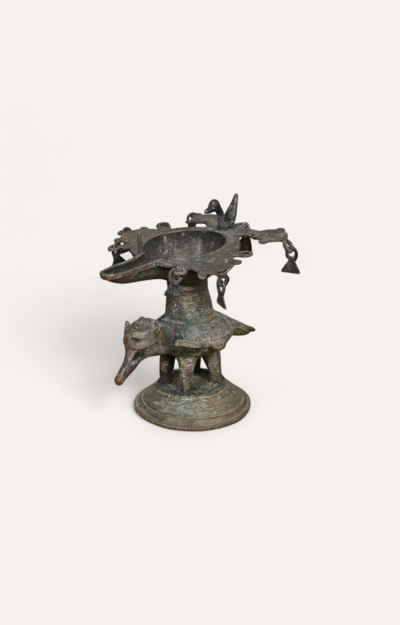 Vintage Brass Animal Oil Lamp