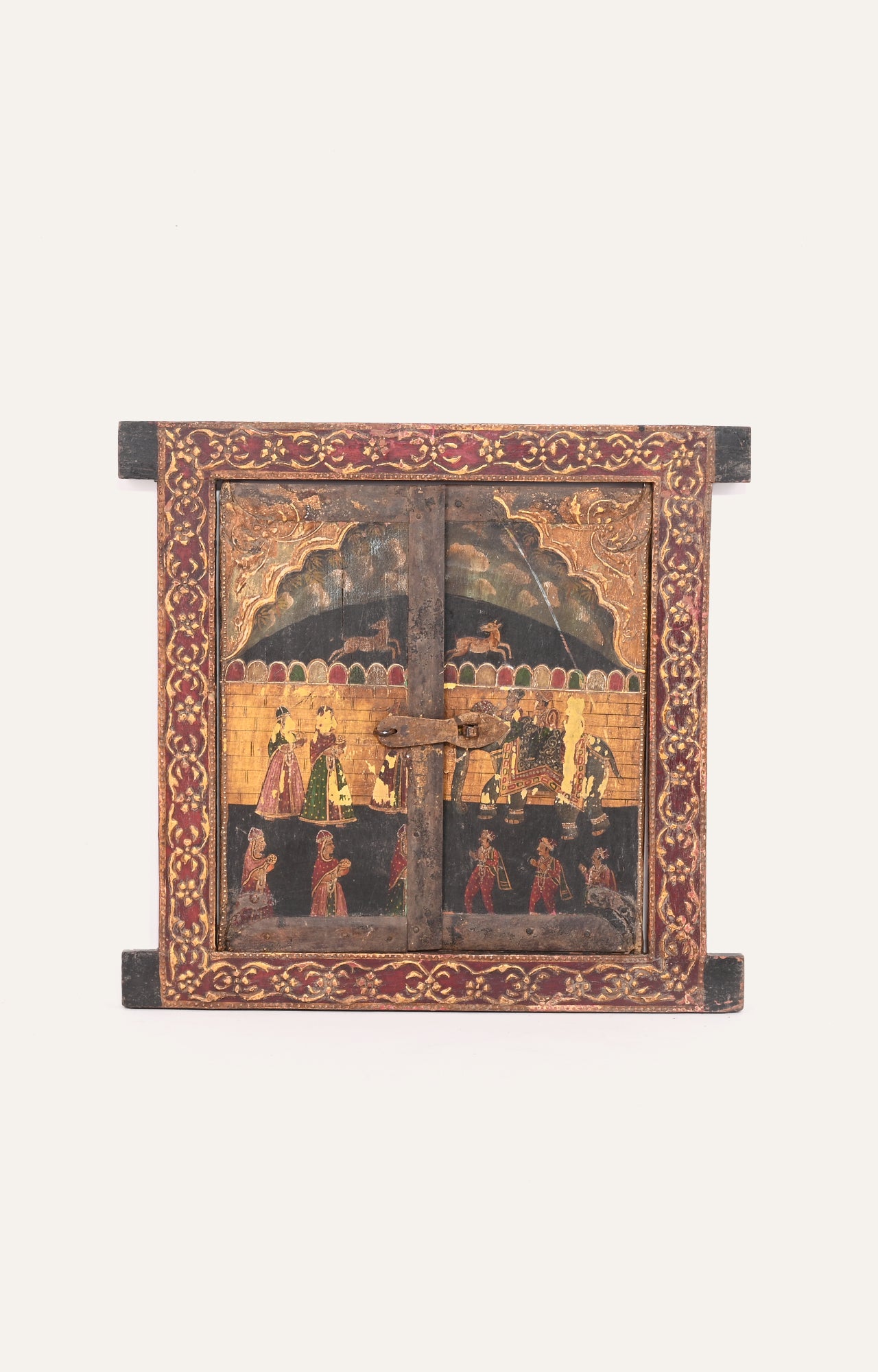 "Mughal Majesty in Wood: Artistry of Courtly Life"