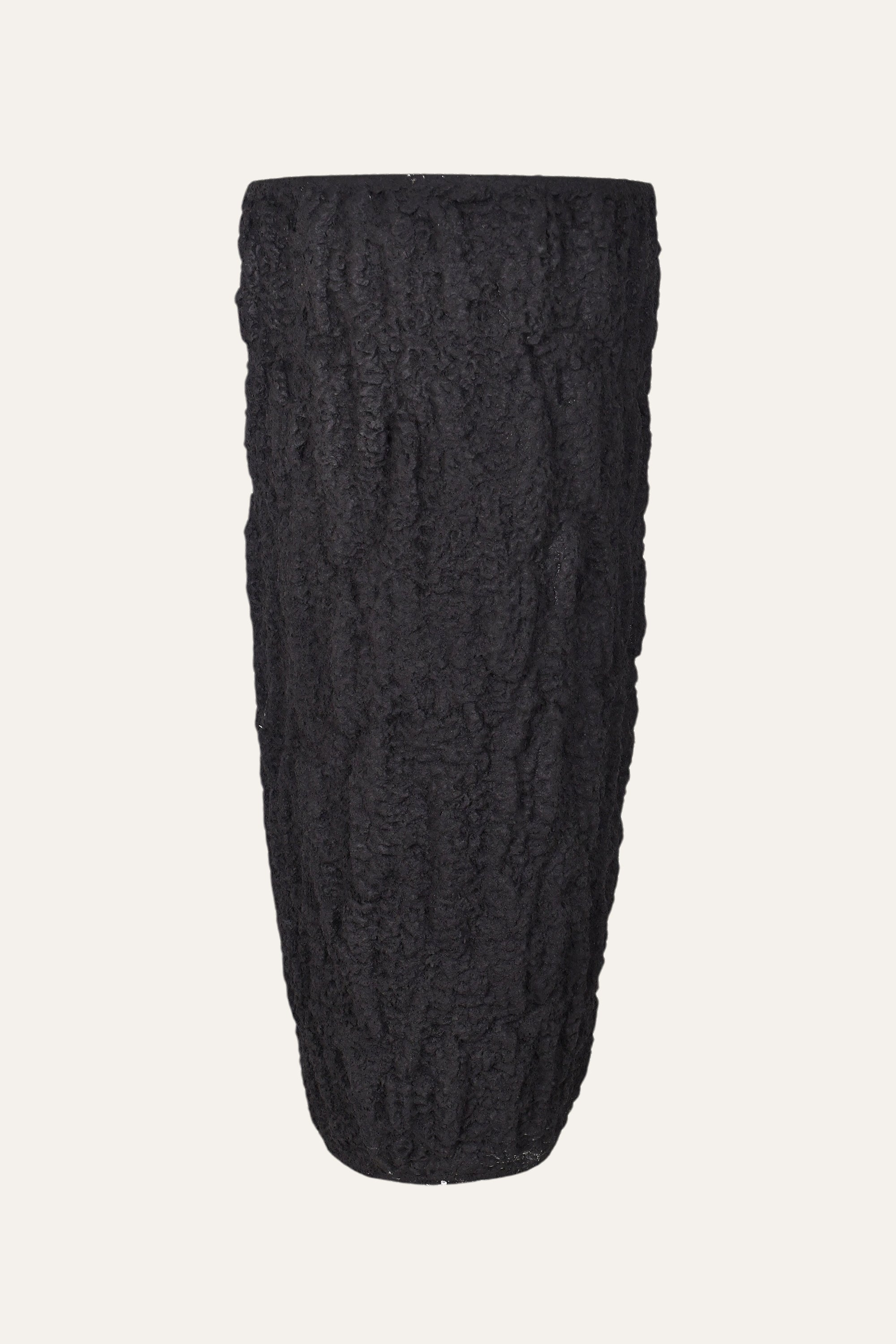 Decorative Black Textured Tall Rustic Sculpted Vase
