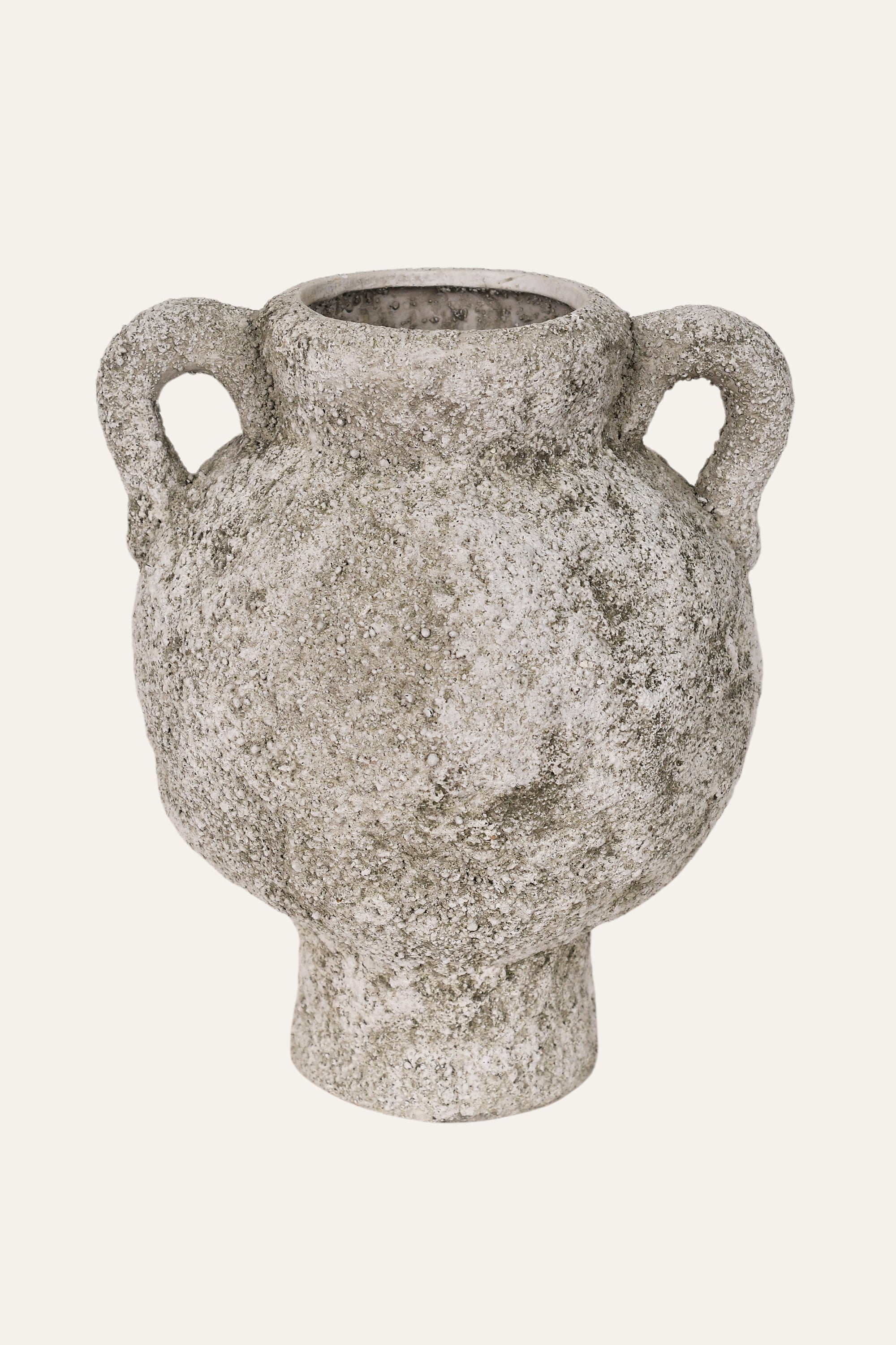 Rustic Textured Double Handle Ceramic Urn Vase