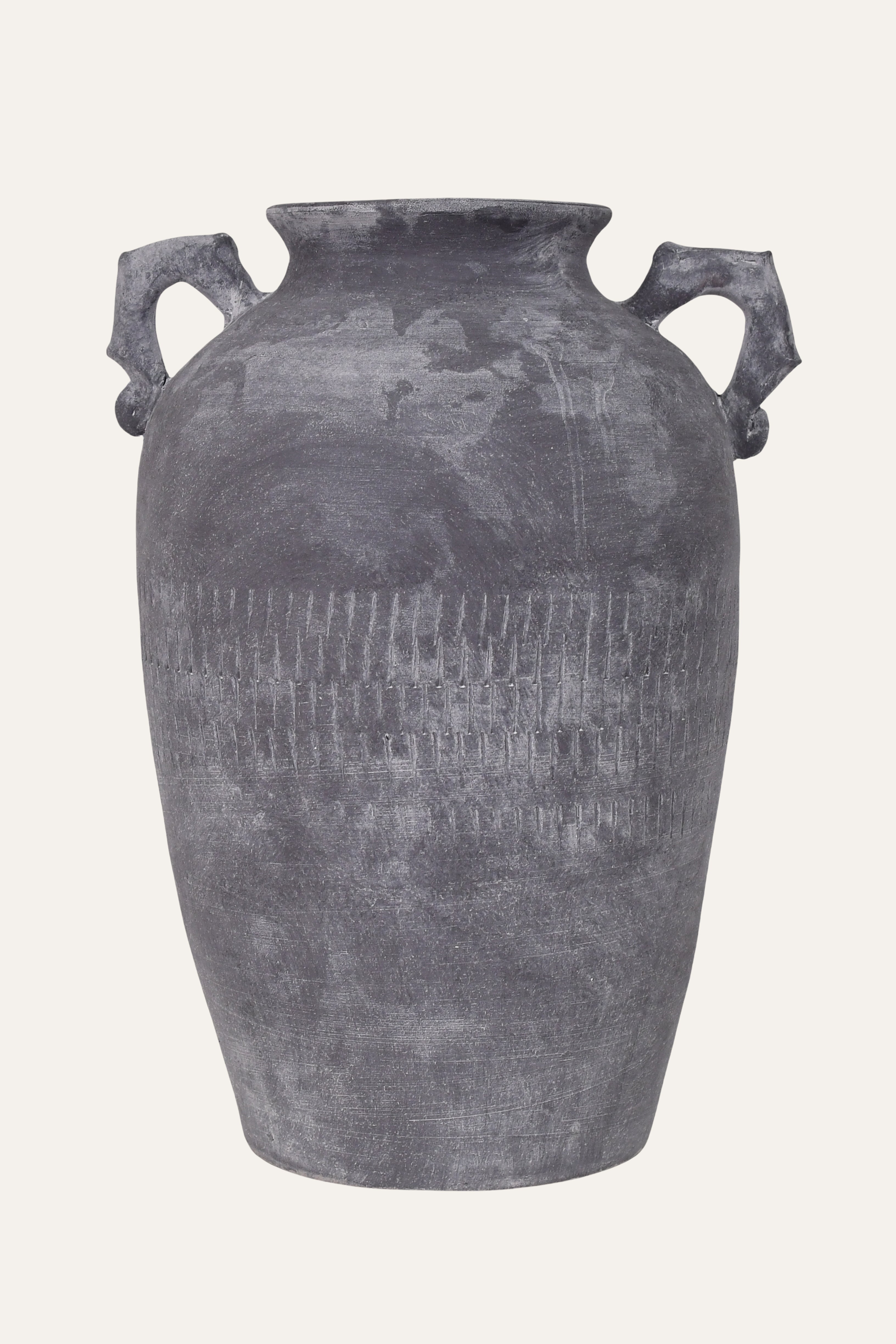 Rustic Textured Double Handle Ceramic Floor Vase