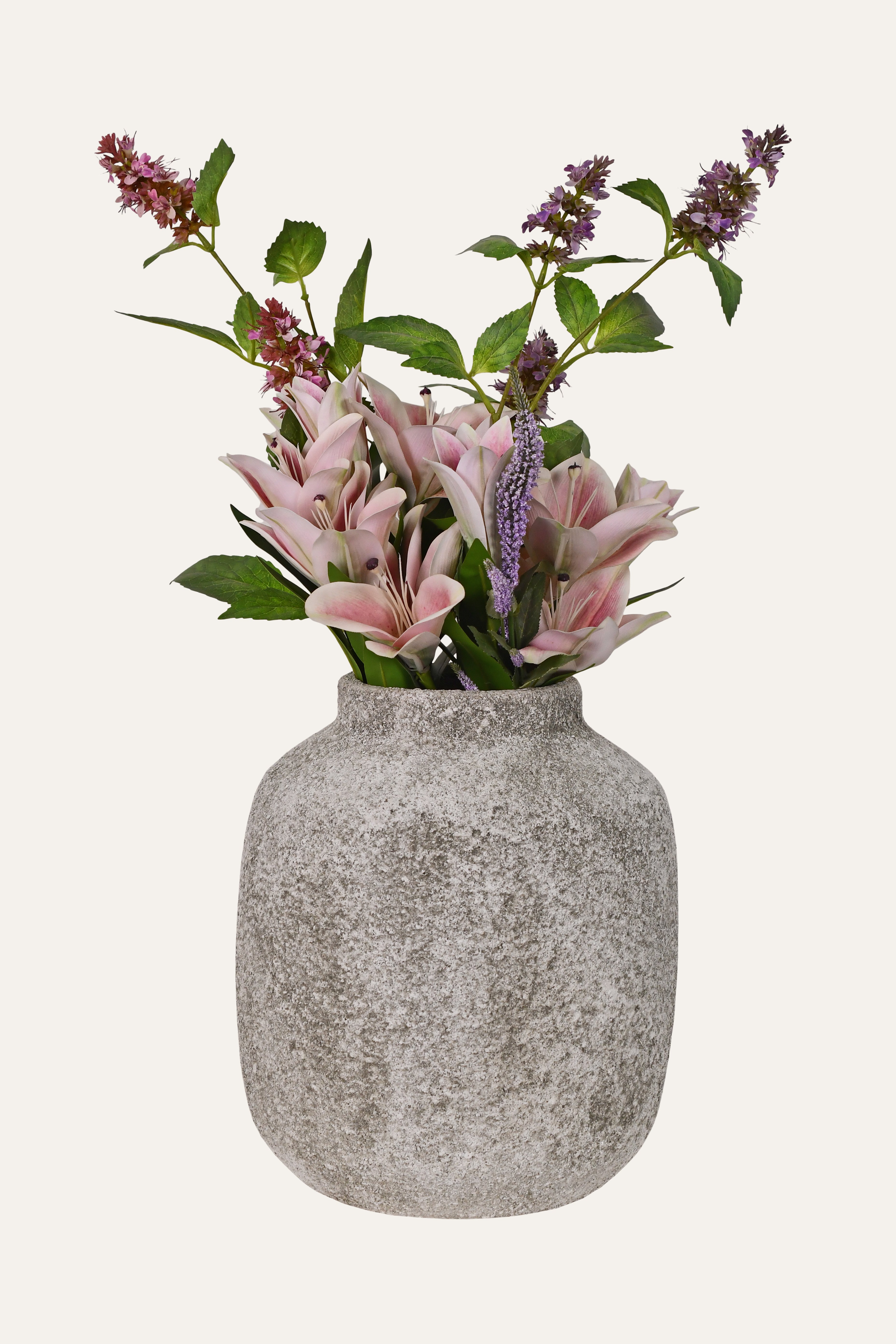 Rustic Textured Ceramic Jar Vase – Stone Finish Decor