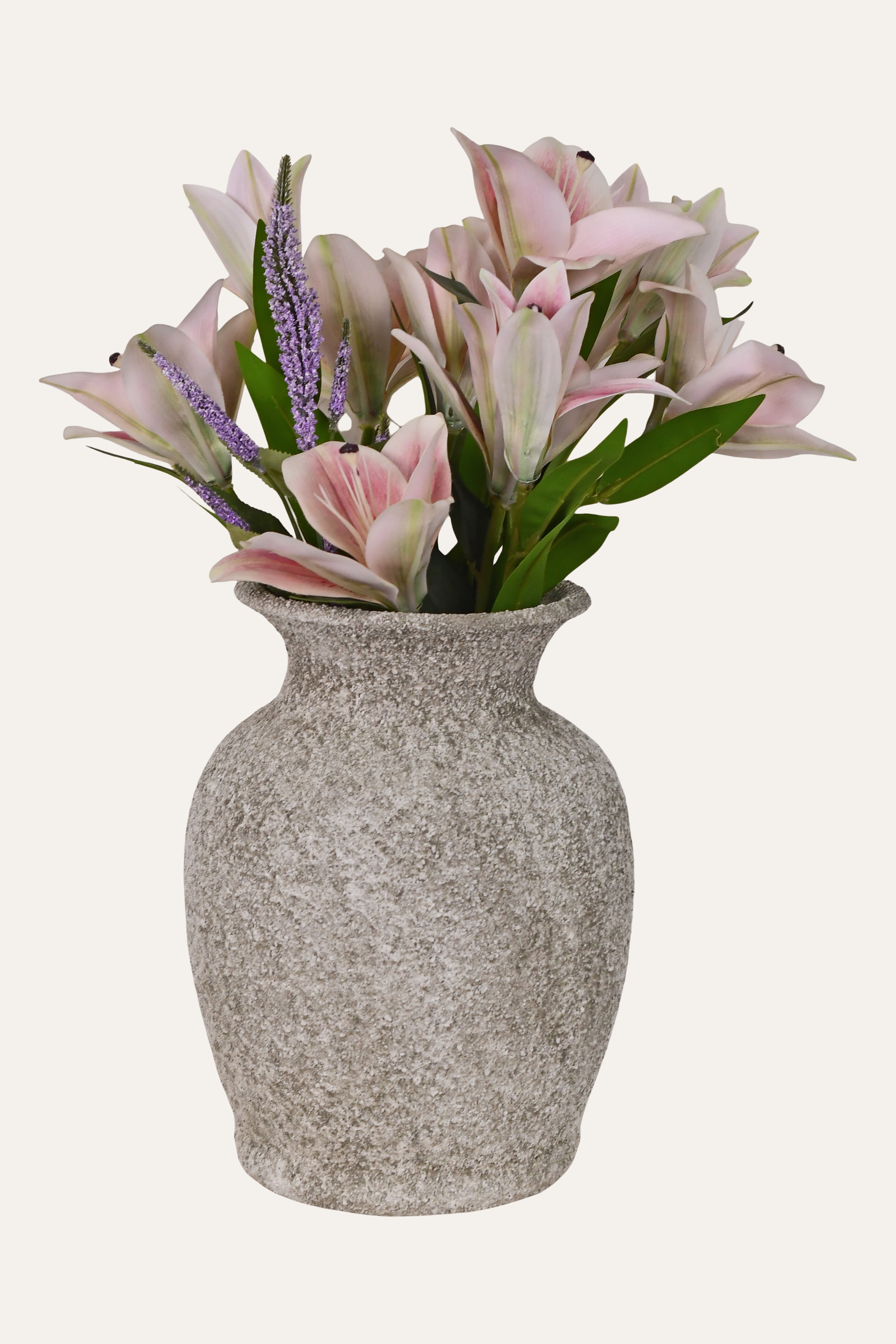 Stone Finish Rustic Textured Decorative Ceramic Vase