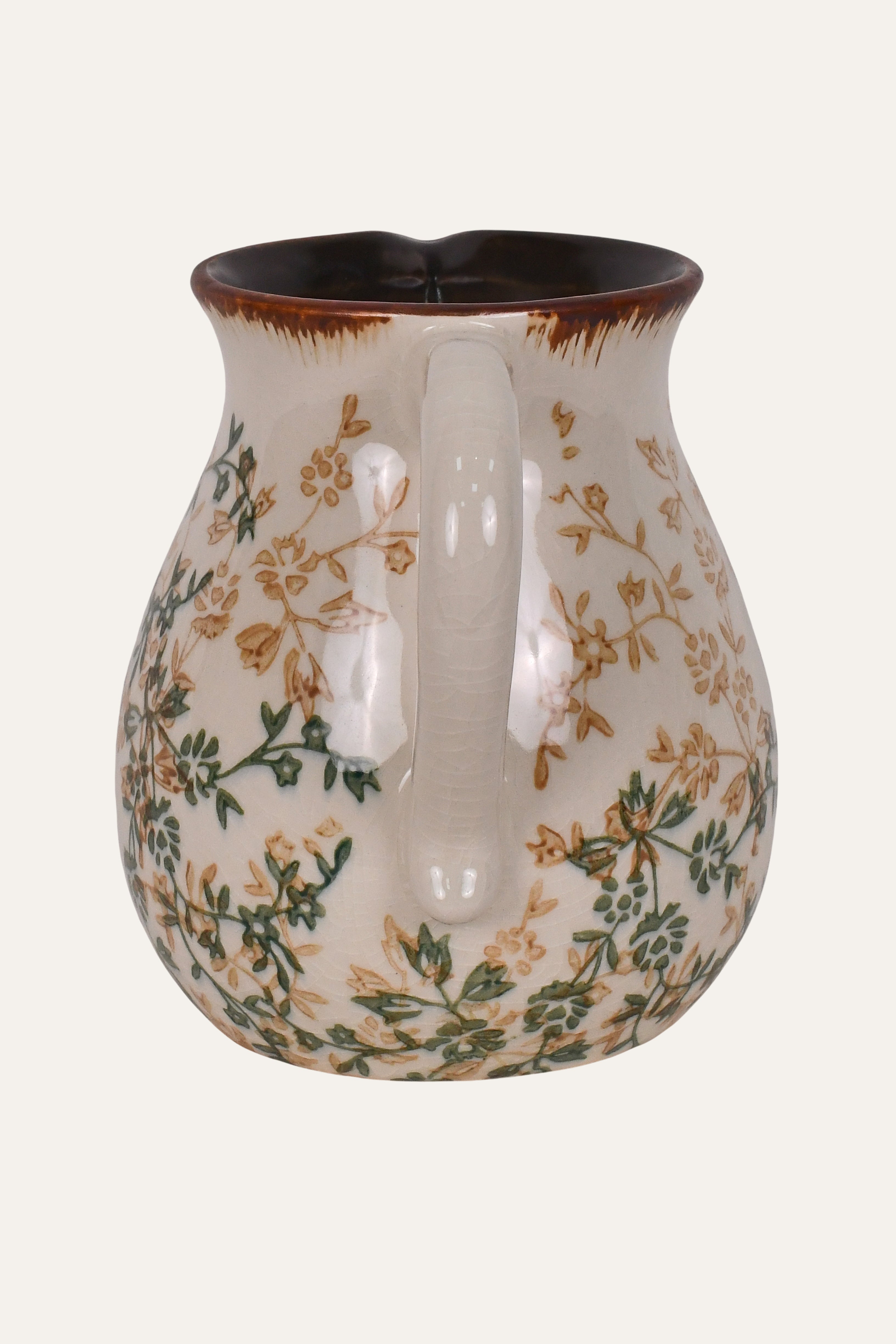 Hand Painted Floral Ceramic Pitcher Jug