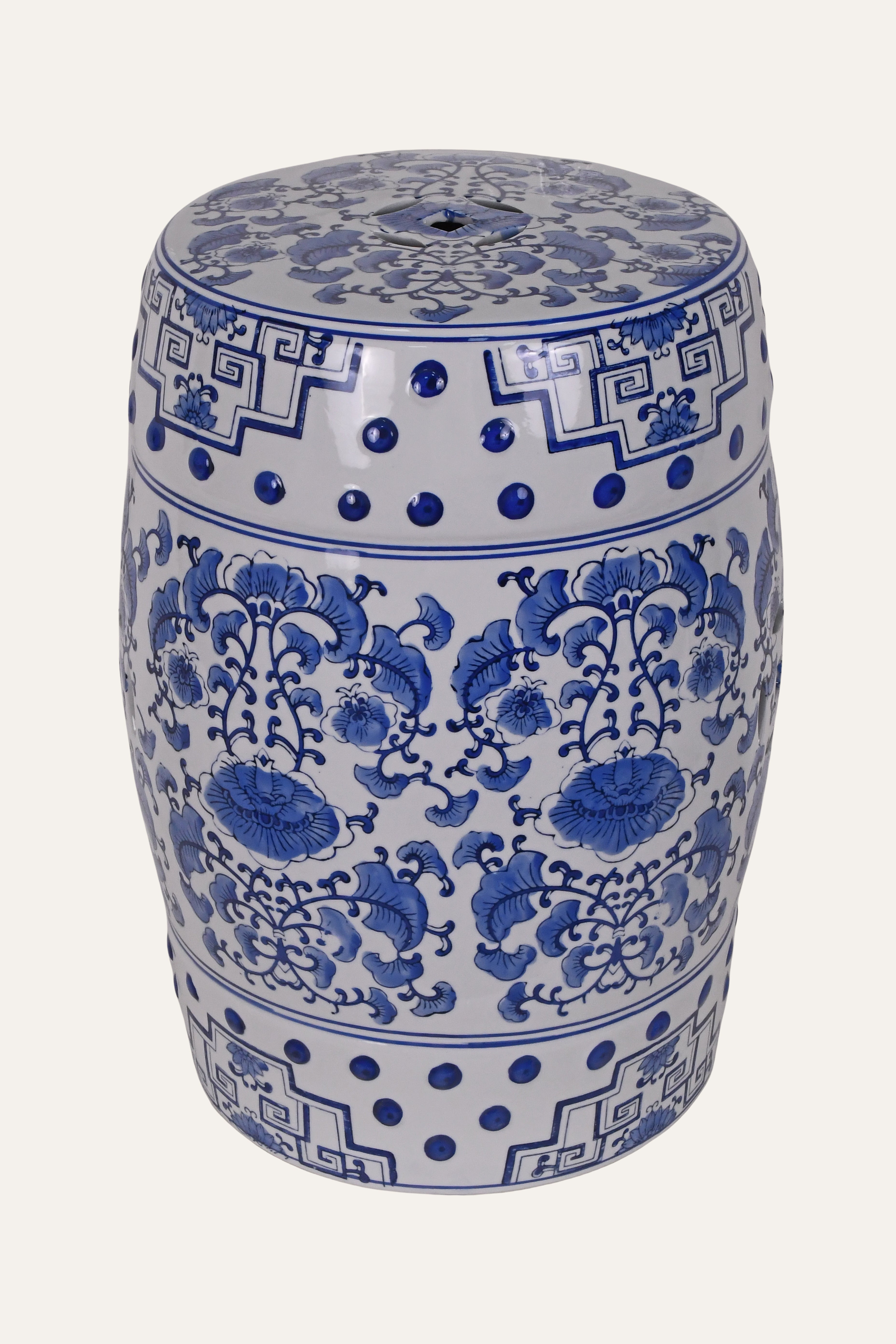 Blue & White Porcelain Chinoiserie Garden Stool